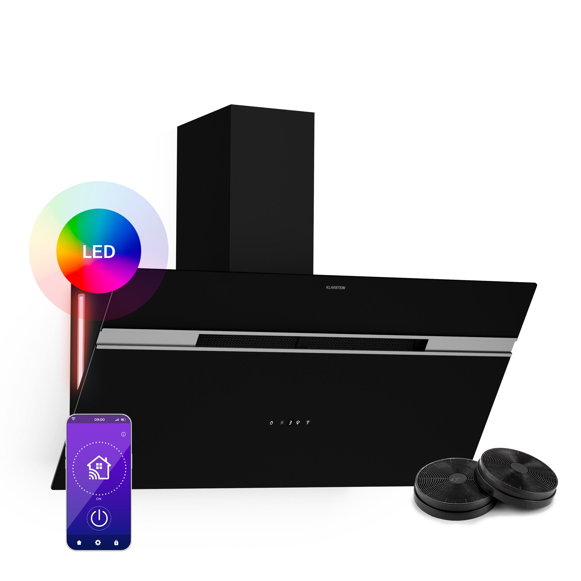 Klarstein Deckenhaube Alina Alina, kopffrei Dunstabzugshaube Umluft Abluft LED Touch App