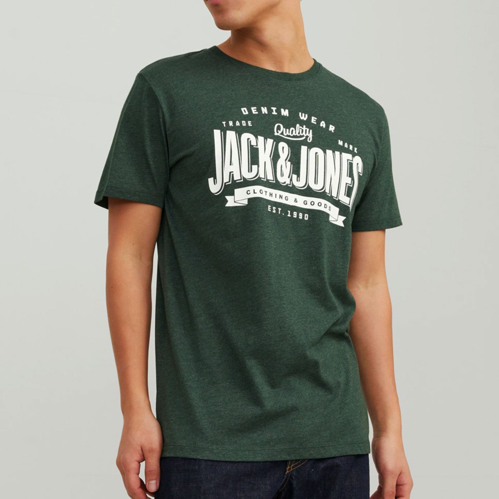 3er SS Vorderseite view O-Neck Jack melange & der JJelogo Tee Logo-Print T-Shirt mountain auf Pack Jones mit