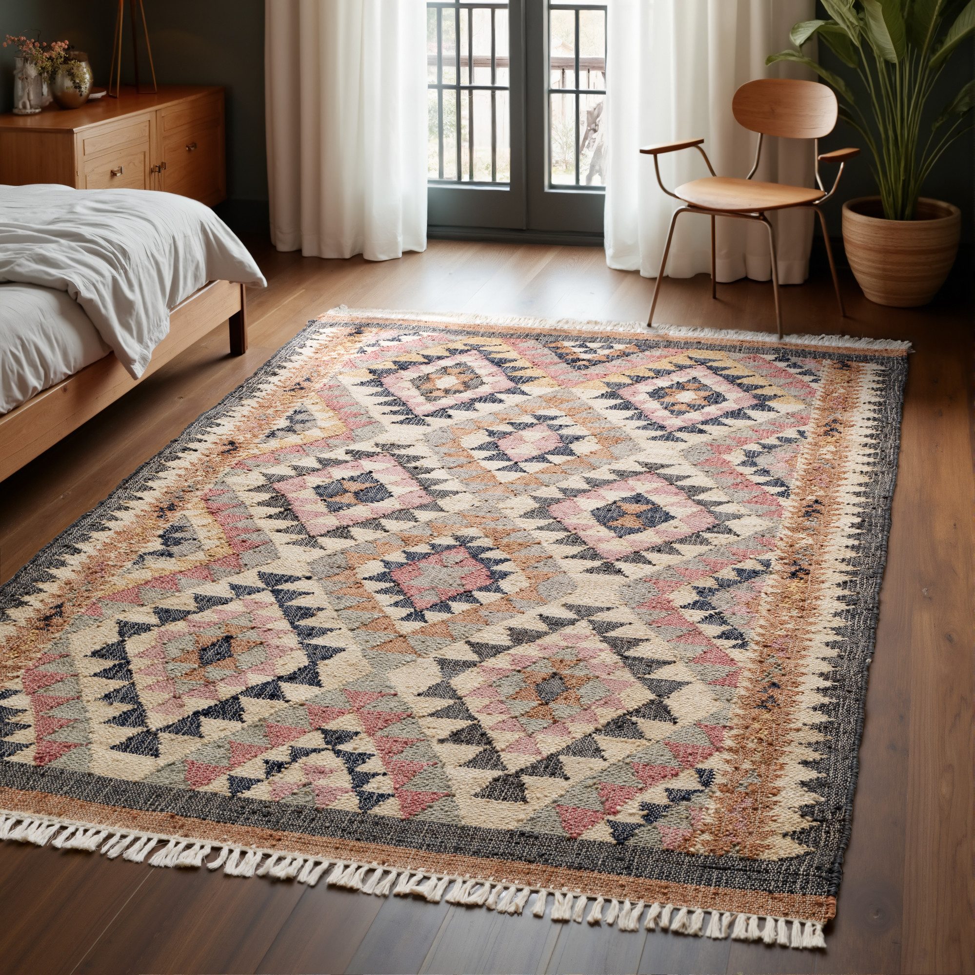 ELLE DECORATION Teppich Kelim Parsa, rechteckig, Höhe: 3 mm, Jute, Baumwolle, Natur, Handgewebt, Kelim, orientalisch, Boho