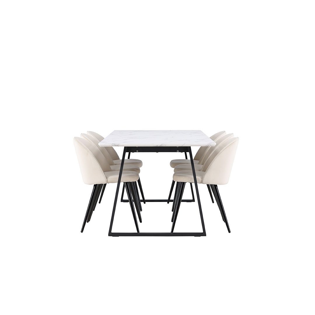 ebuy24 Essgruppe Malaga Essgruppe Esstisch 90x200cm weiß und 6 Skag, (7-tlg) – Bild 4 von 5