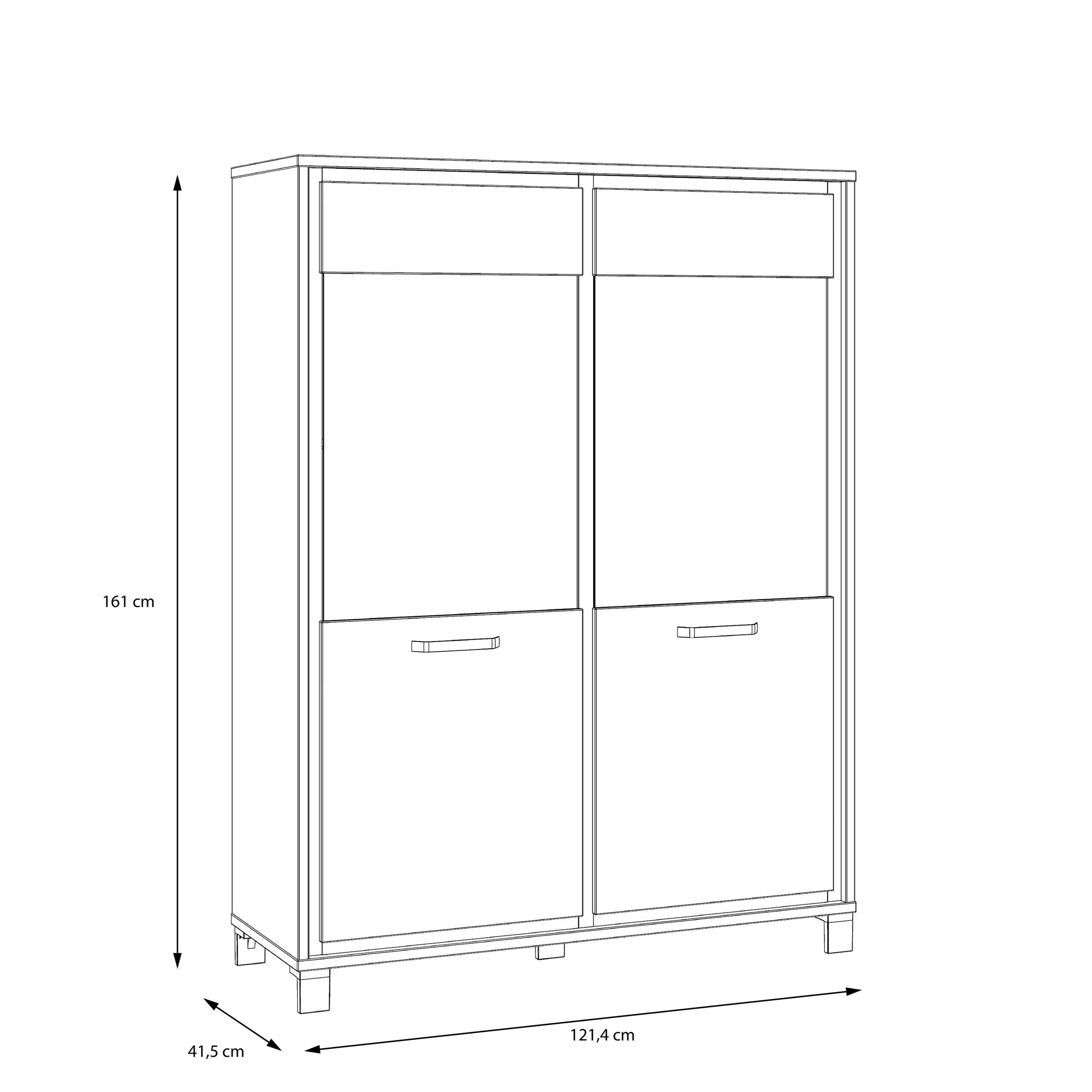 FORTE Highboard in schwarz,braun - 121,4x161x41,5cm (BxHxT)