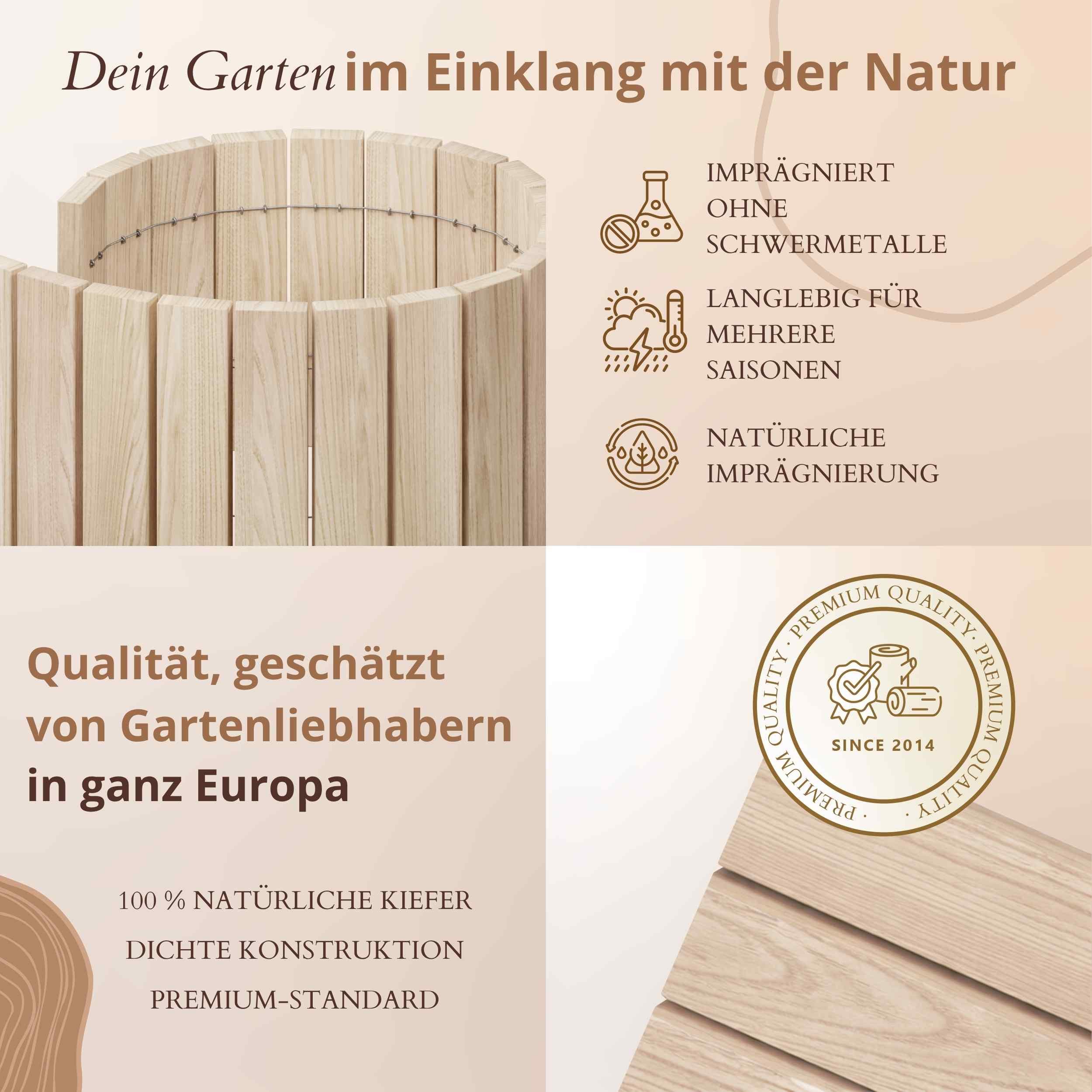 Floranica Palisade Flexible Beeteinfassung Rollborder Beetumrandung Rasenkante Holzzaun, LxH: 100x10 cm, Unbehandelt, Rasenbegrenzung Dekozaun Umzäunung von Blumenbeeten Kräutergarten Wege