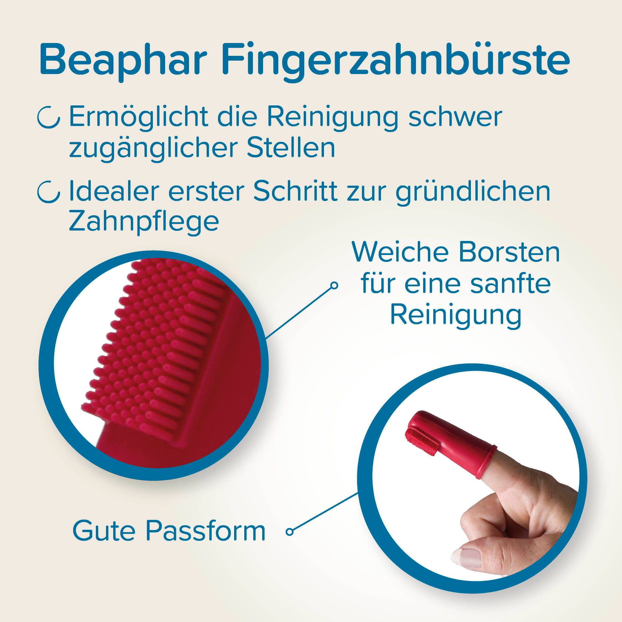 beaphar Tier-Fingerzahnbürste Fingerzahnbürste für Hunde und Katzen, 2 Stück