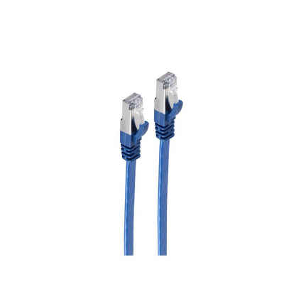 shiverpeaks® RJ45 Flachkabel m. CAT 7 Rohkabel slim blau 2m LAN-Kabel, RJ-45, (200 cm)