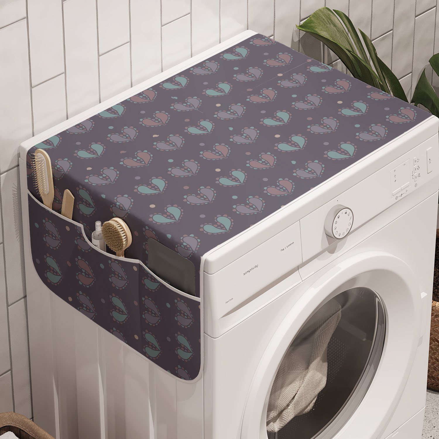Trockner, Abstarct Abakuhaus Pastellherz-Formen Anti-Rutsch-Stoffabdeckung Badorganizer Waschmaschine und Kunst für