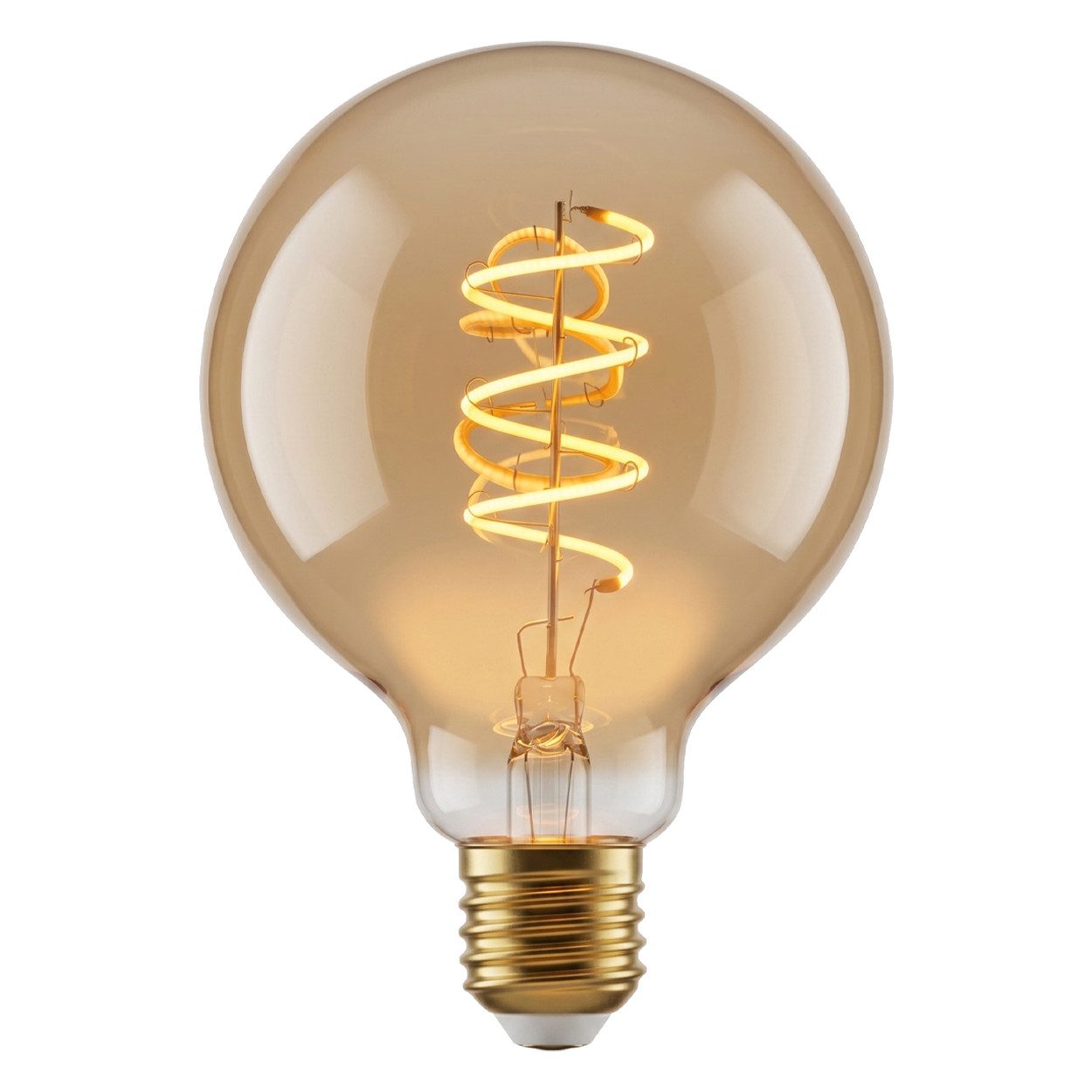hofstein LED-Leuchtmittel 5er Set Glühbirne Extra Warmweiß dimmbar 6 Watt, E27, 2200 Kelvin, 320 Lumen, Globe Vintage, Filament Spirale, Amber
