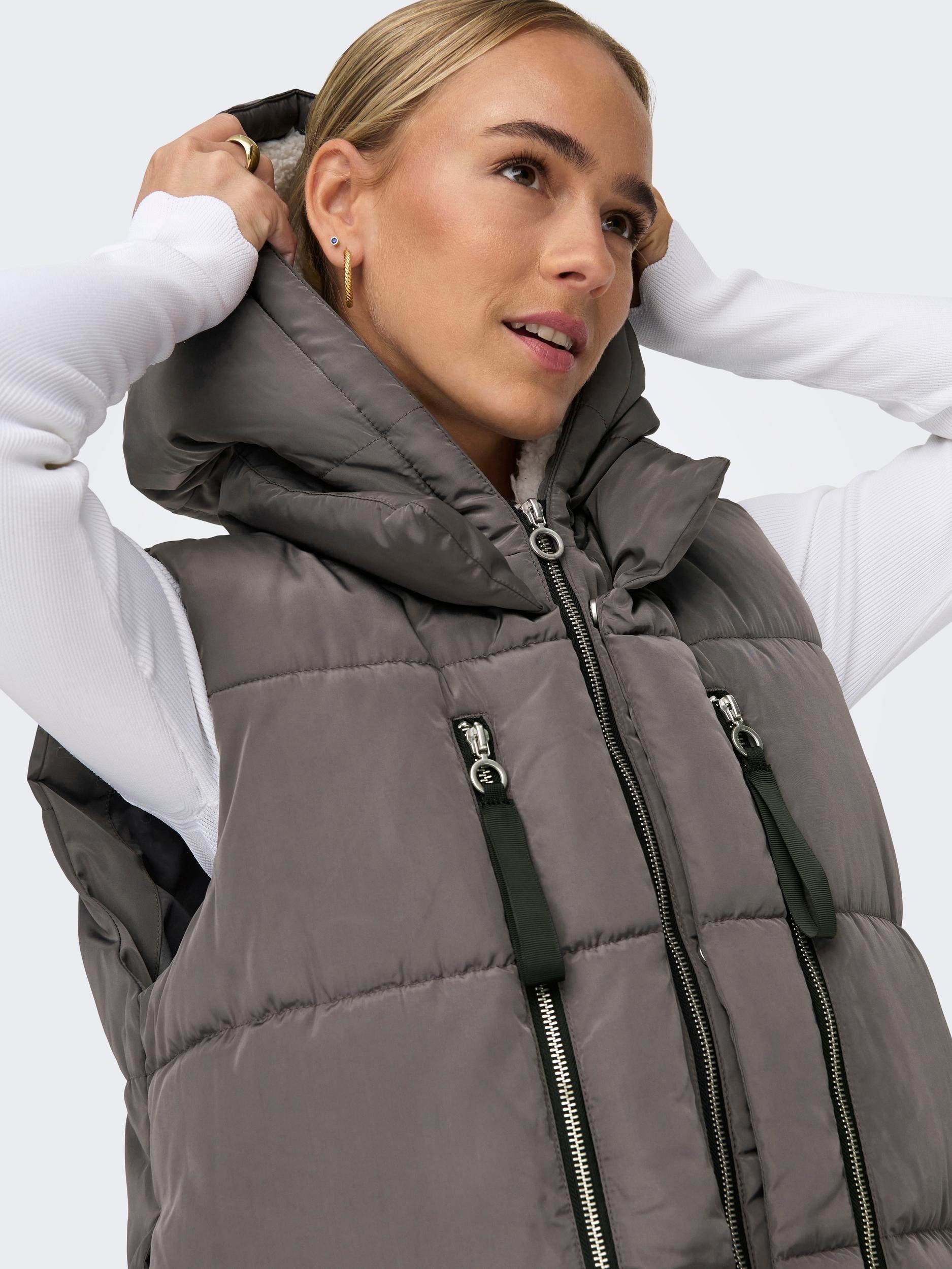 Zierreißverschlüssen und Reißverschluss OTW, Steppweste CC Brust ONLNEWNORA Vorn der WAISTCOAT PUFFER mit ONLY auf