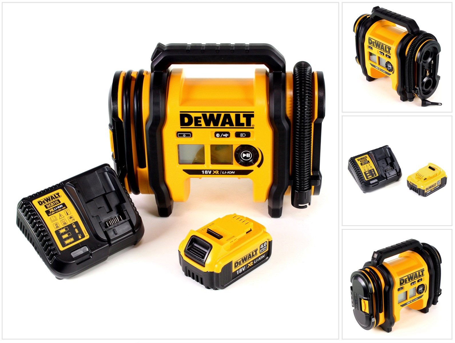 DeWalt Akku-Handkompressor DCC 018 N Akku Luftkompressor 18V 11bar KFZ + 1x Akku 4,0Ah + Ladeger