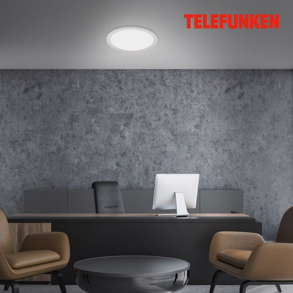 Telefunken LED Deckenleuchte 309004TF, Leuchtdauer einstellbar, LED fest integriert, 2700K - Extra-Warmweiß, Deckenleuchte Sensor Panel 20W 1600lm 4000K Ø 30cm