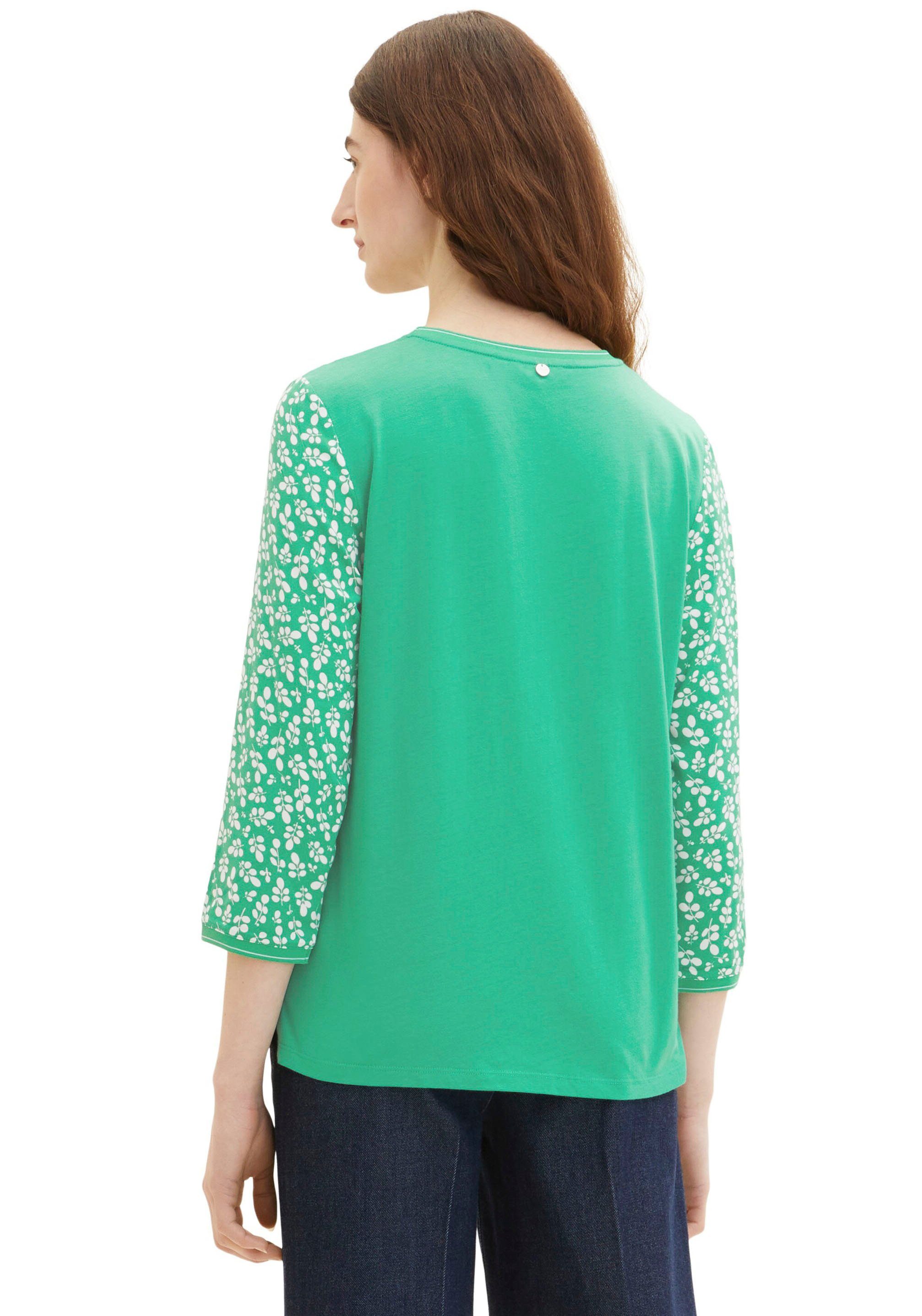 green mit Bedruckung flor TOM T-Shirt TAILOR