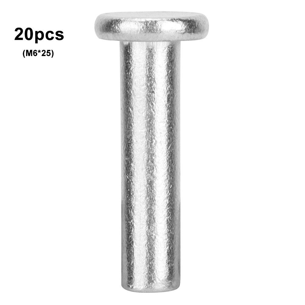 GARRYFIZH Niete 20 Stück GB867 M6 Flachkopf-Aluminiumnieten, Flachkopf-Vollnieten, Aus Aluminium, korrosionsbeständig und langlebig