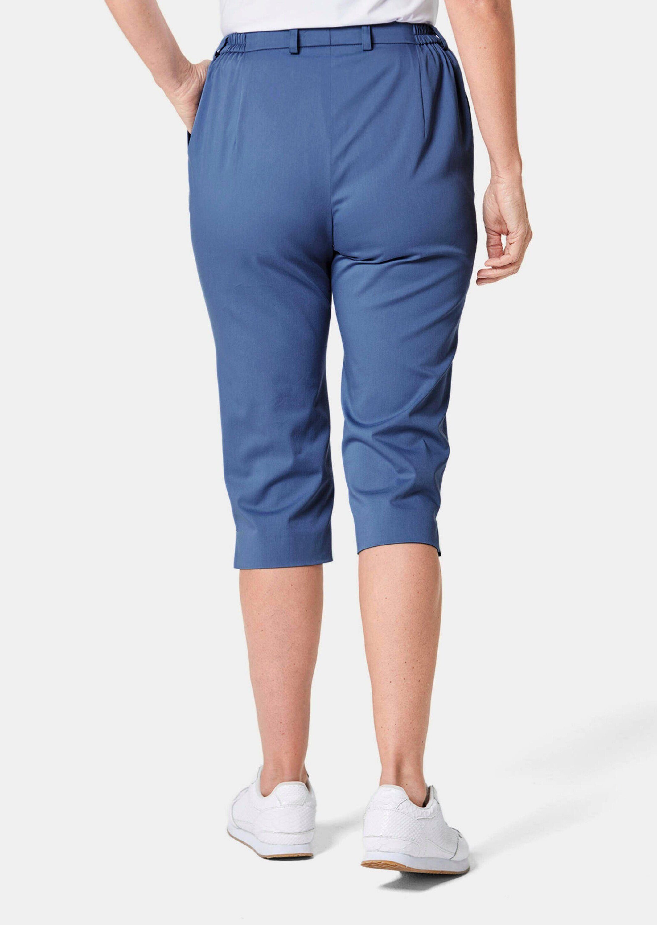 GOLDNER Caprihose Kurzgröße: Kurze Caprihose aus Satin mit Stretch Unifarbenes Design mit flexiblem Teildehnbund