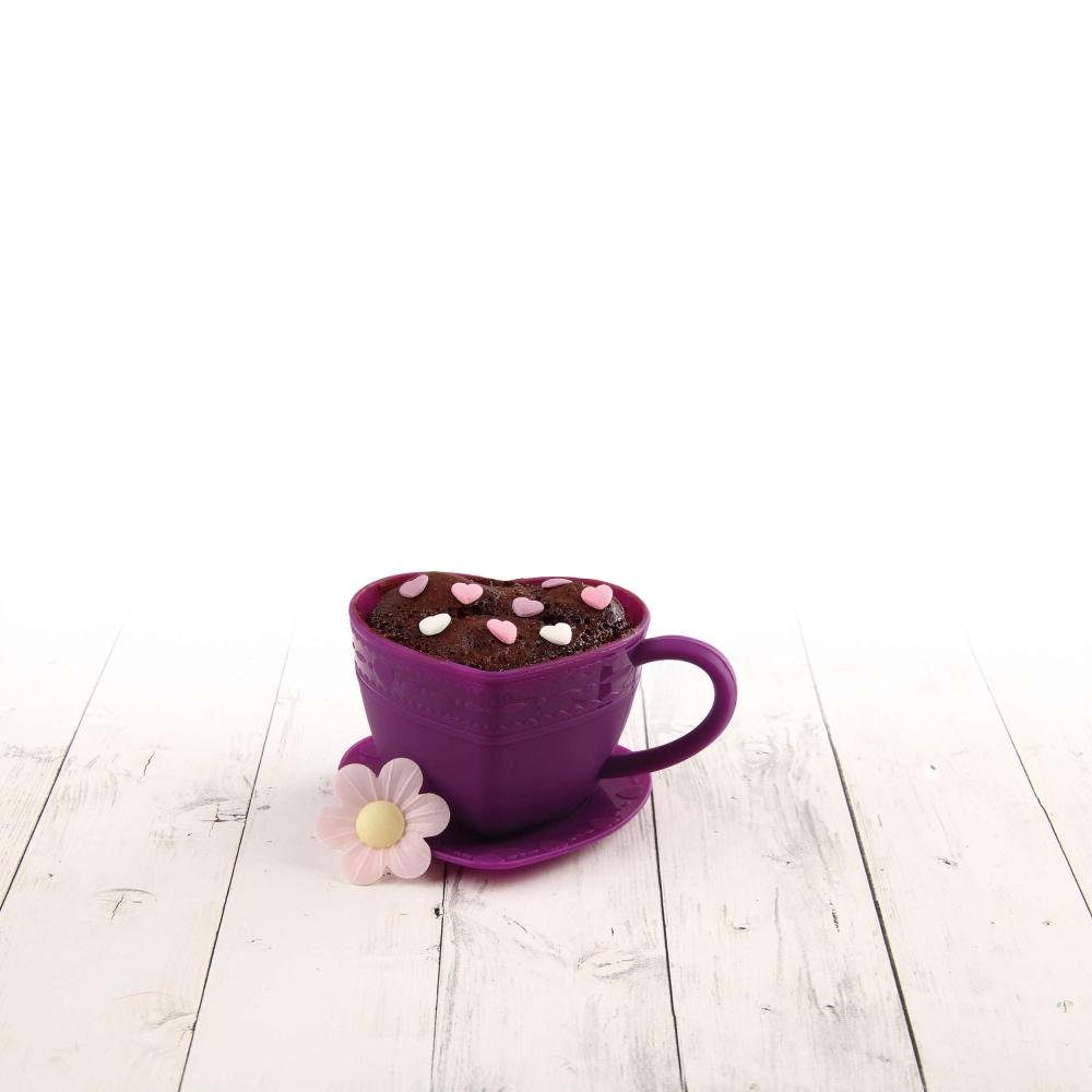 Silikonform Flexxible Love Tassenkuchenform Herz + Untertasse