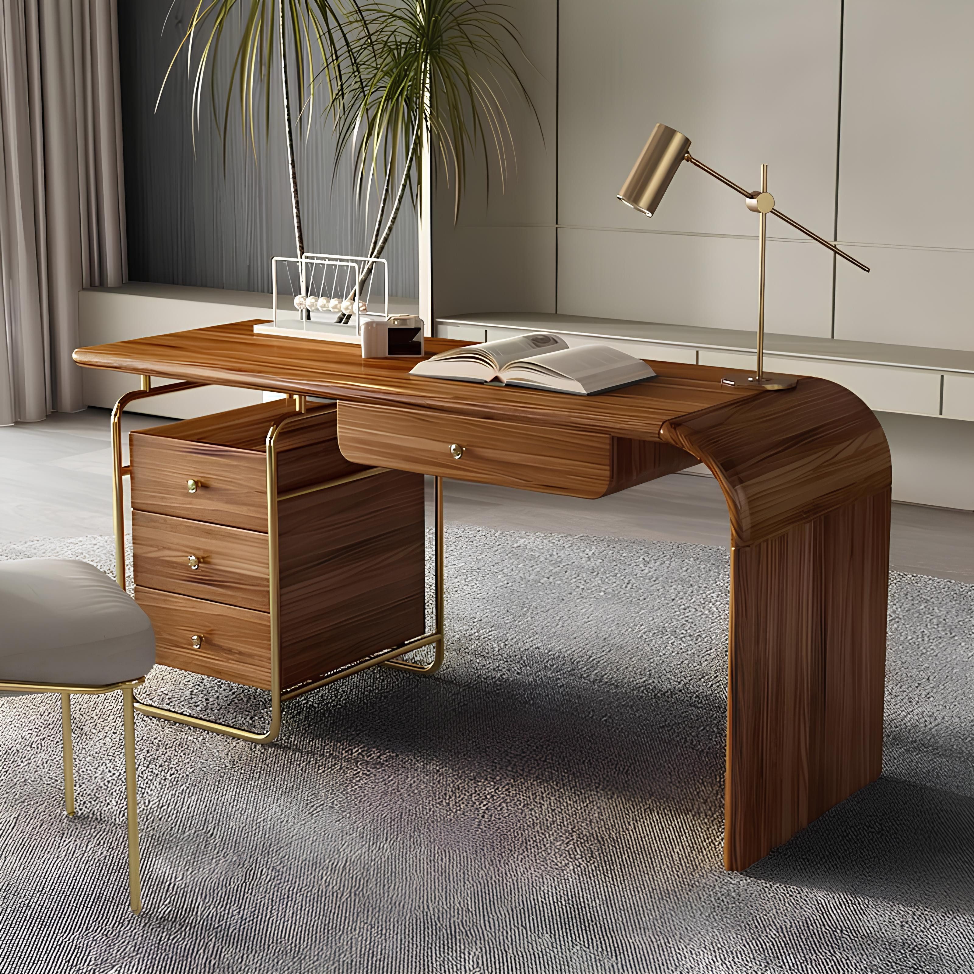 Schreibtisch Hochwertiger Schreibtisch im Designstil - Luxuriöse Büromöbel aus Holz