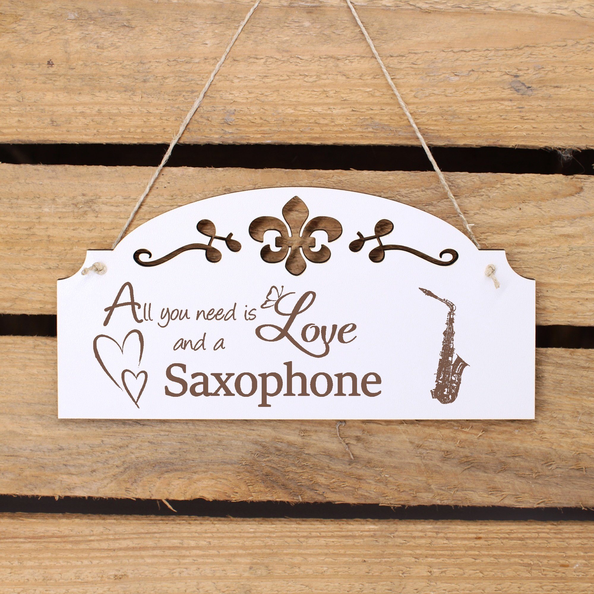 is Deko you All Dekolando Hängedekoration Love need Saxophon 20x10cm