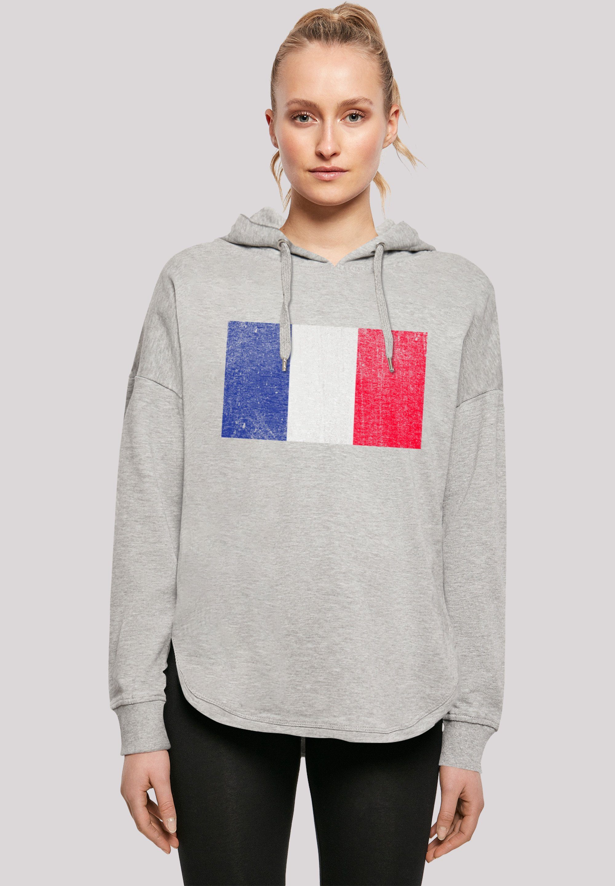 F4NT4STIC Kapuzenpullover France Frankreich Flagge distressed Print grey