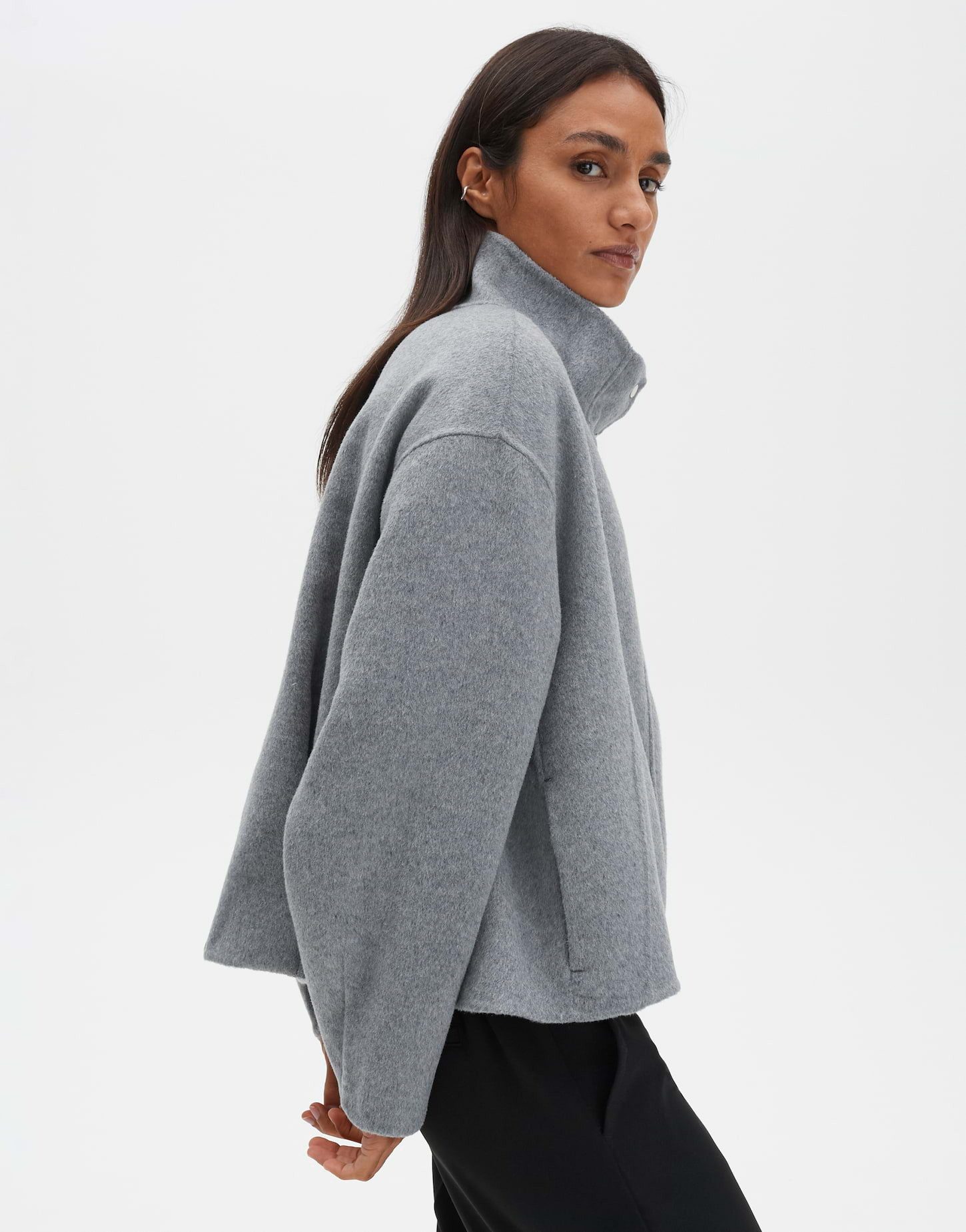someday Wolljacke Varah pure weite Passform, Stehkragen, Abnäher am Saum
