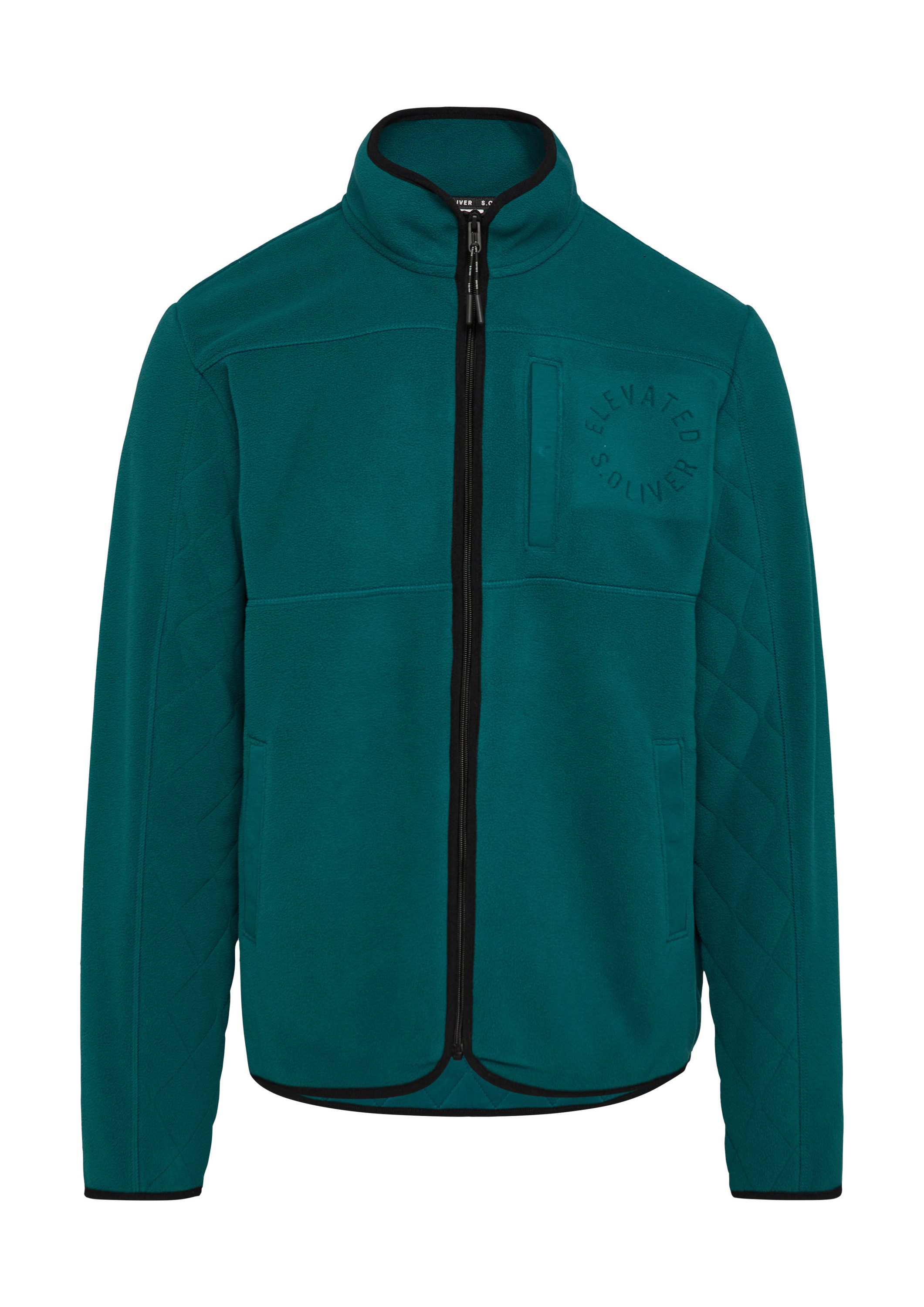 s.Oliver Sweatjacke Sweatshirt Jacke Fleece-Jacke im Fabricmix mit Stepp-Detail