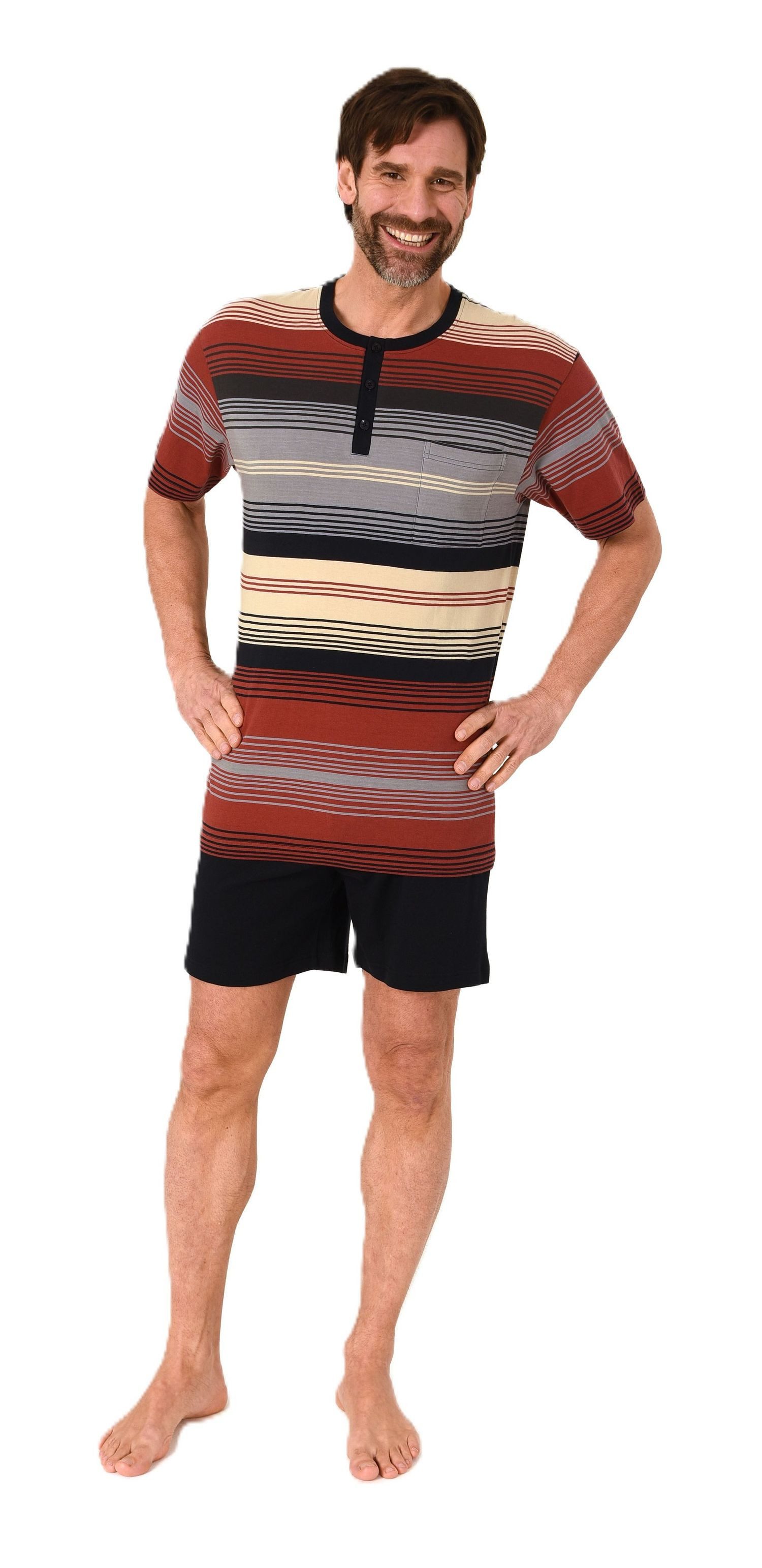 Normann Pyjama Normann Herren kurzarm Schlafanzug Shorty mit Knopfleiste am günstig online kaufen