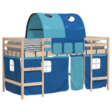 vidaXL Bett Kinderhochbett mit Tunnel Blau 80x200 cm Massivholz Kiefer