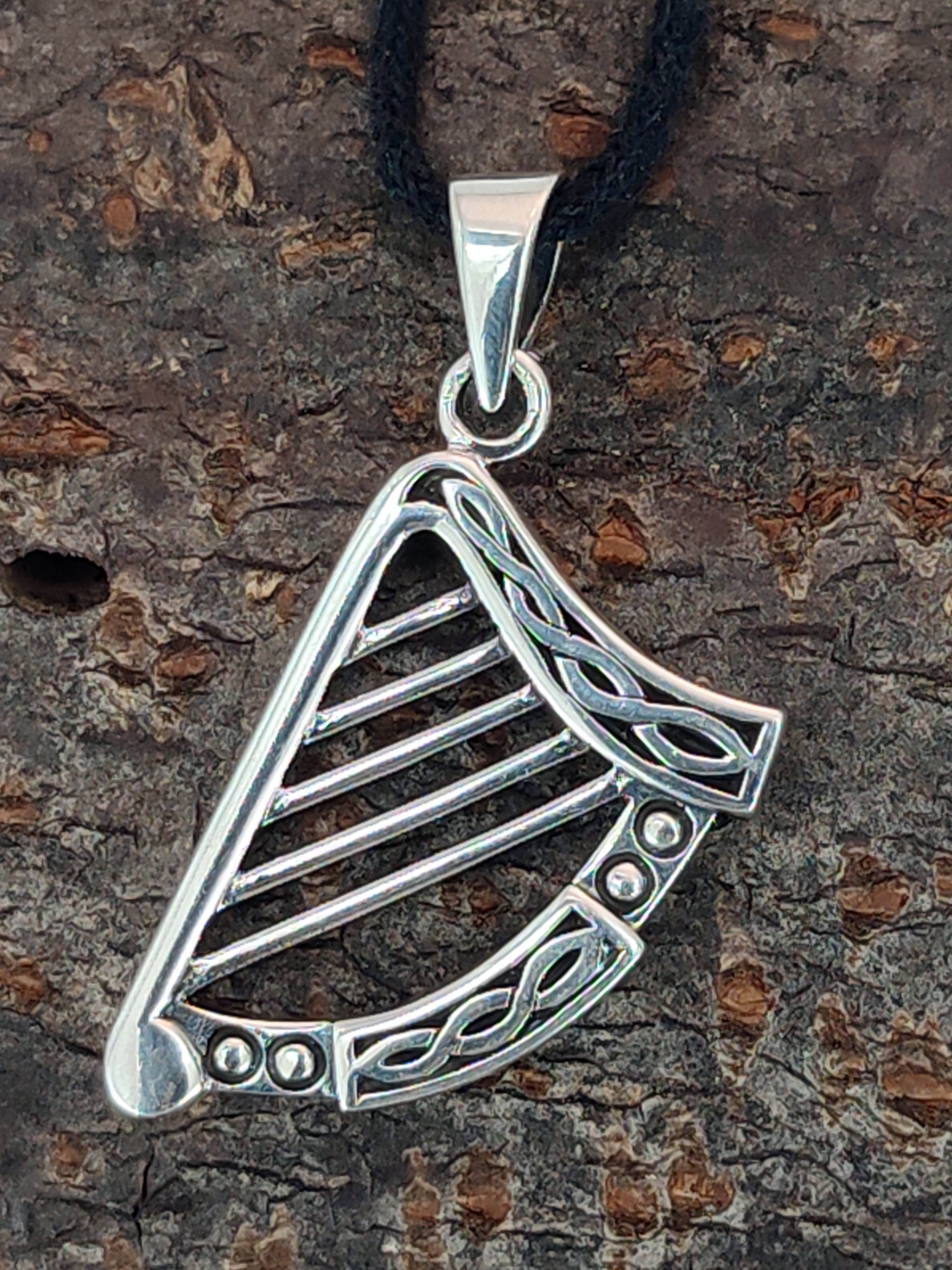 of Kettenanhänger Leather Sterling aus Anhänger Kiss 925 keltische 359 Ketten Silber Keltenknoten Harfe