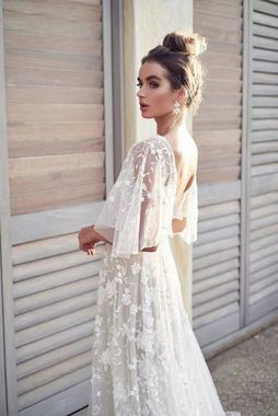 KIKI Abendkleid Kleid mit tiefem V-Ausschnitt – Abendkleid aus Spitze –Brautkleid