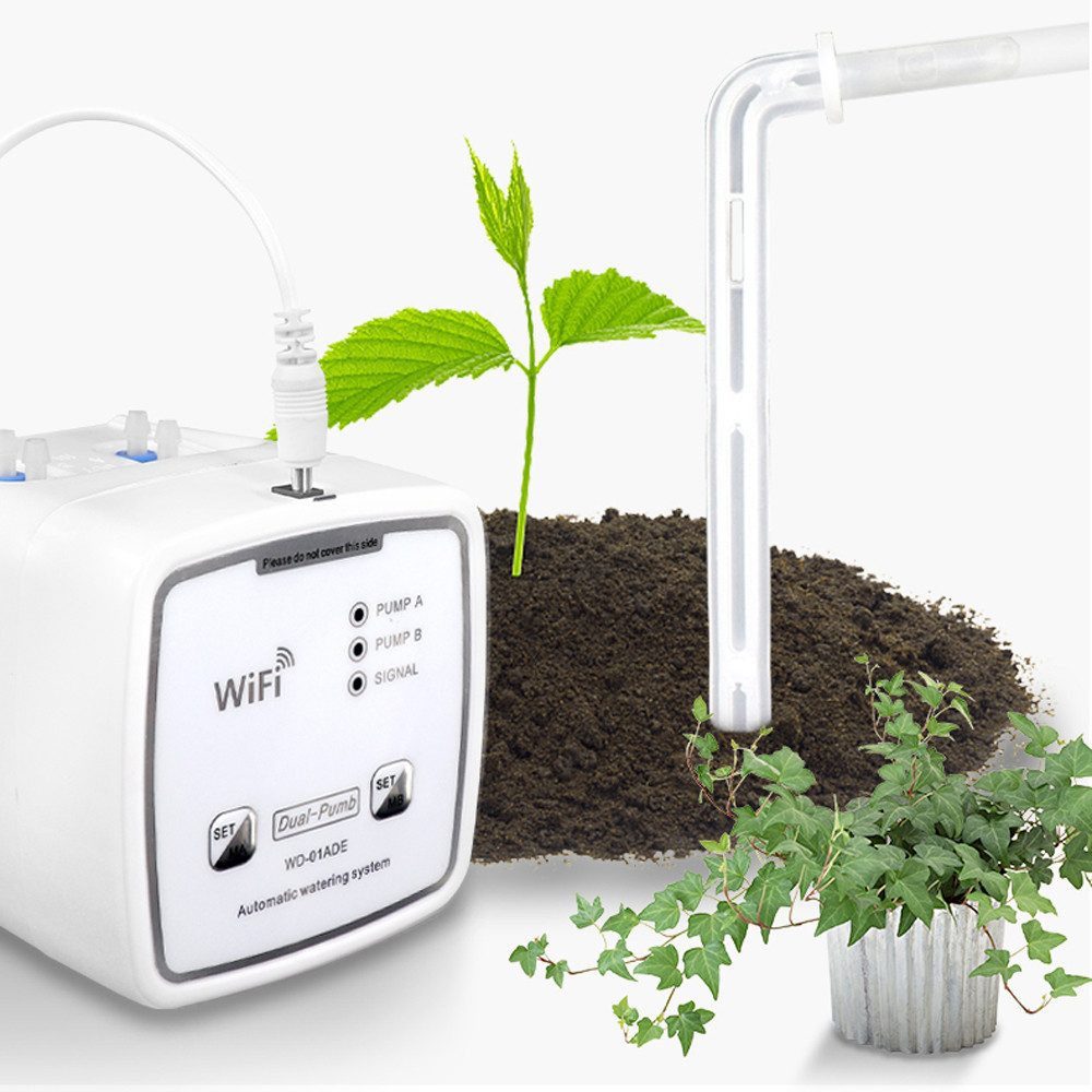 GARRYFIZH Bewässerungssystem Intelligentes WLAN-Bewässerungsgerät Doppelpumpen-Zeitschaltuhr, Gartenbewässerung 20 Töpfe