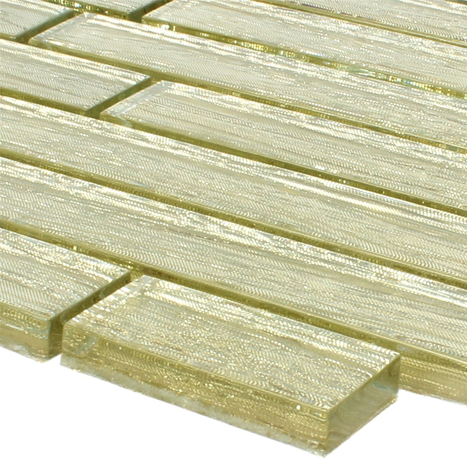 Mosafil Mosaikfliesen Glasmosaik Fliesen Fresh, Glas 30.500x29.800, gold, Verlegefertig auf ein Netz geklebt - Wasserfest