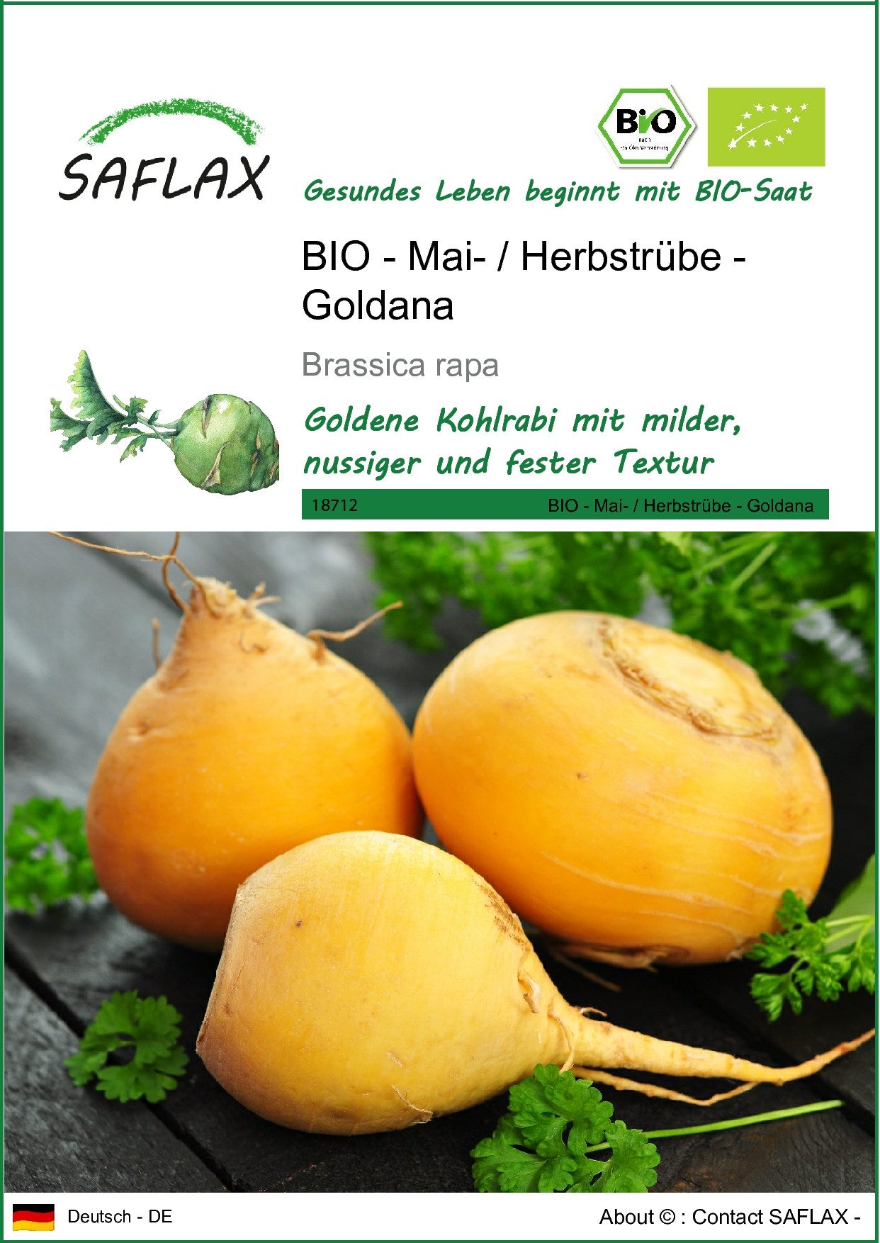 Gemüsesamen SAFLAX - Samen - BIO - Mai- / Herbstrübe - Goldana