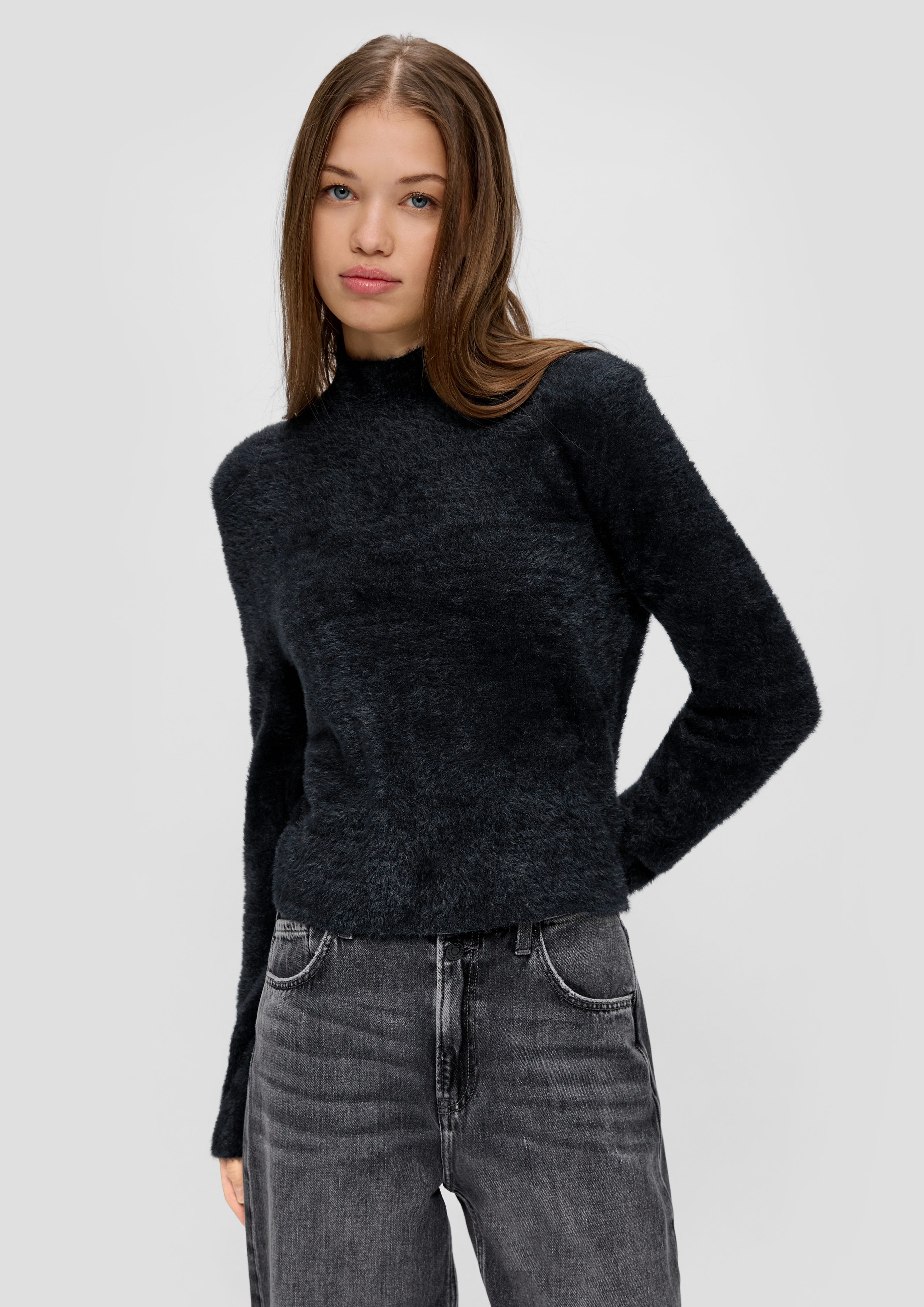 QS Strickpullover Kuscheliger Strickpullover Logo