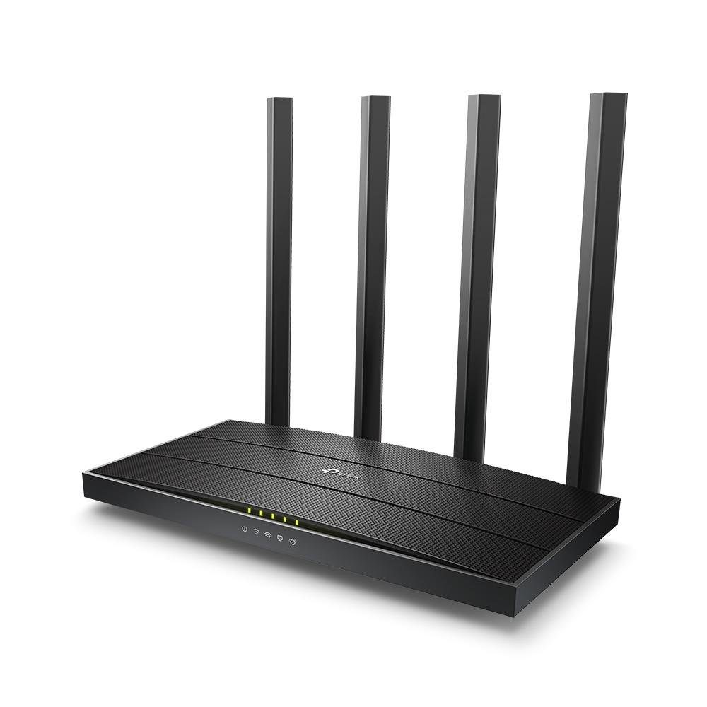tp-link ARCHER C6 WLAN-Router, Dualband Gigabit, 4x LAN-Port, MU-MIMO IPTV WPA3, 4x externe Antennen schwarz