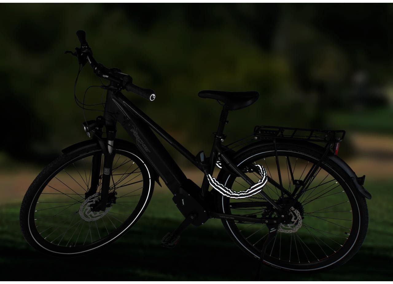 FISCHER Fahrrad Kettenschloss FISCHER Fahrradschloss mit Reflexstreifen (Packung, 3-tlg), Reflexstreifen