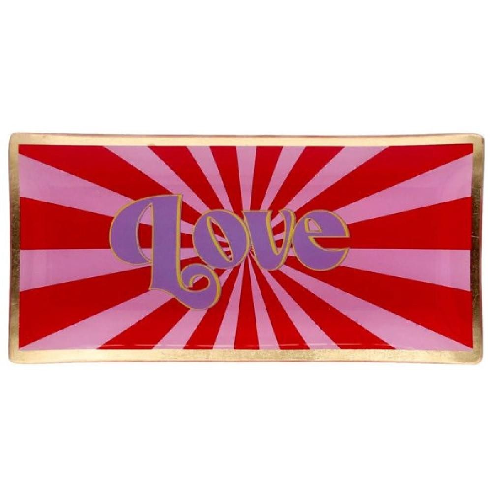 Giftcompany Schmuckkassette Glasteller Love Plates Love Rosa Rot (21cm)