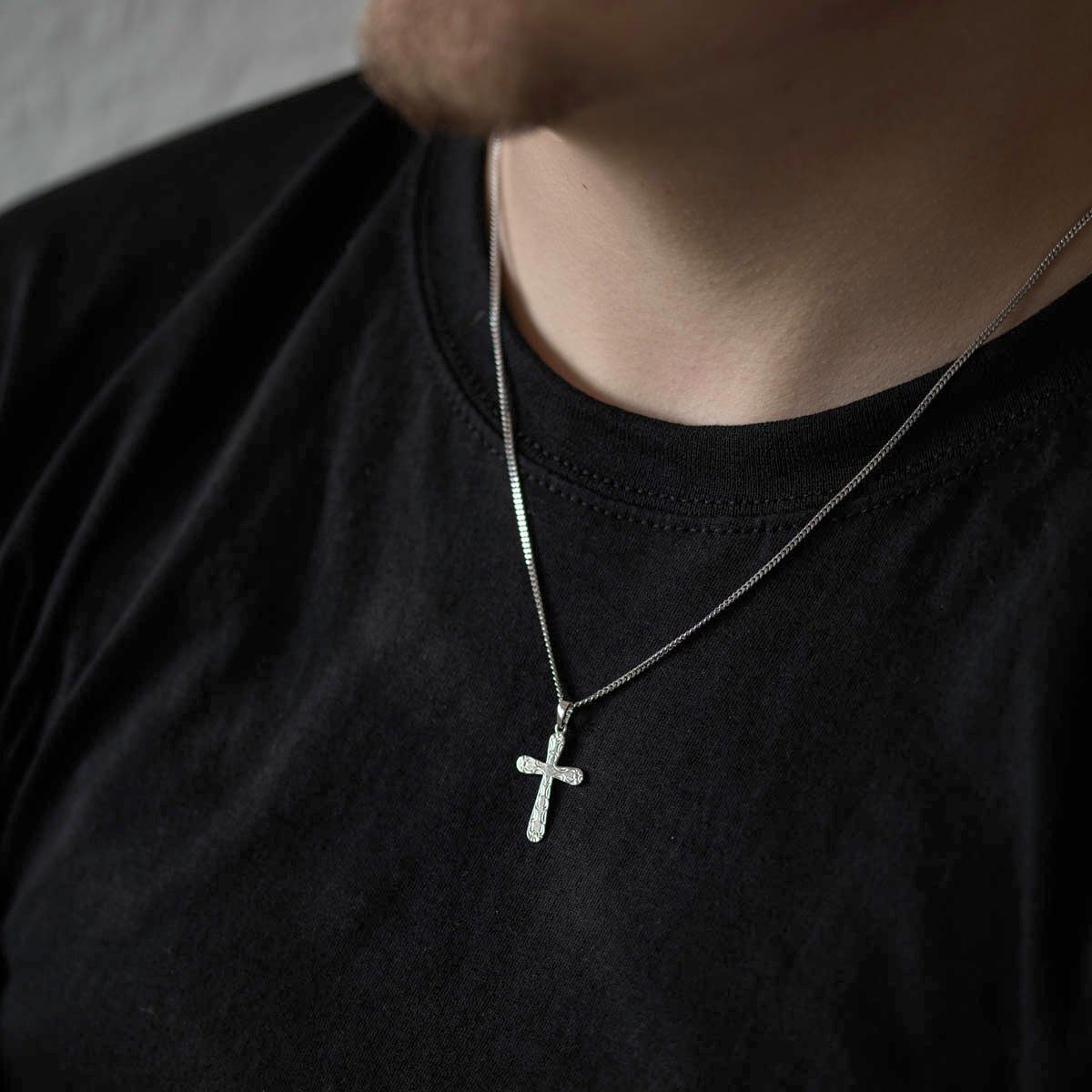 Materia Kettenanhänger Unisex Silber Kreuz Muster günstig online kaufen