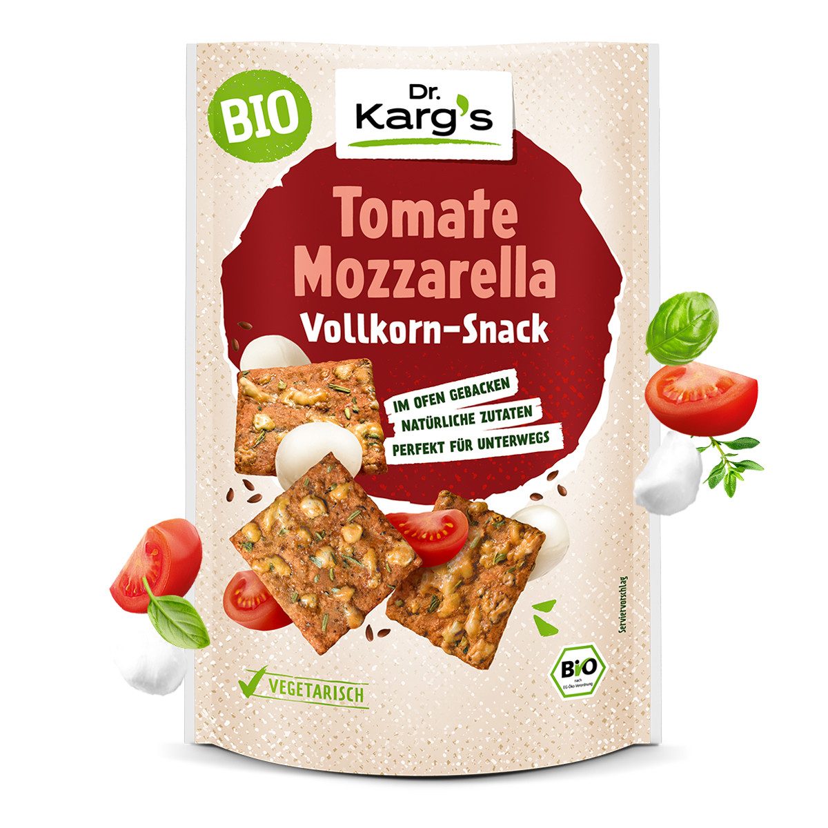 Dr. Kargs Knabberei, Dr. Kargs Bio Tomate Mozzarella Vollkorn Snack vegetarisch 110g
