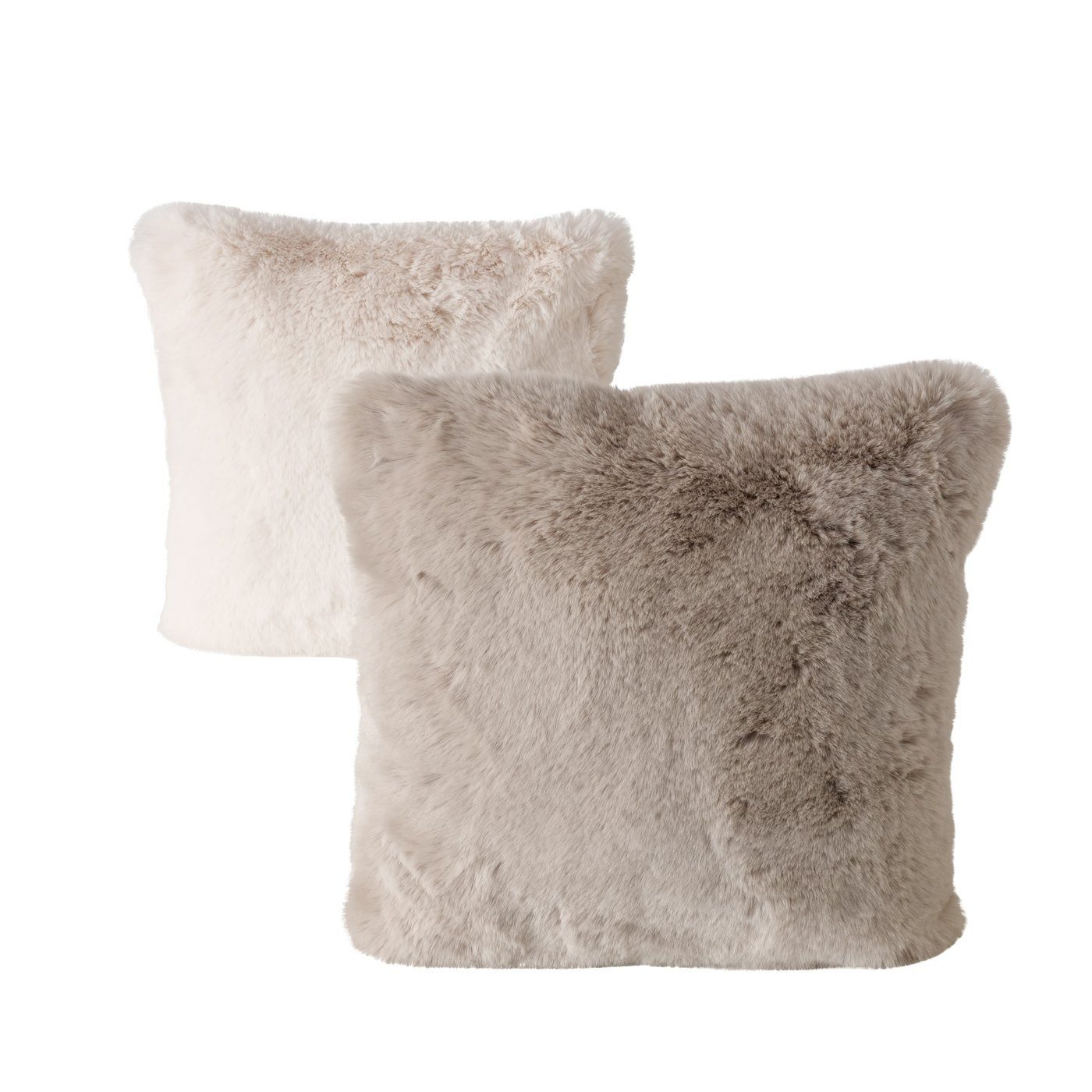 MF Zierkissen Kissen Set Liz 2 Stück 45x45 cm Kunstfell Creme und Hellbraun, (2 St)