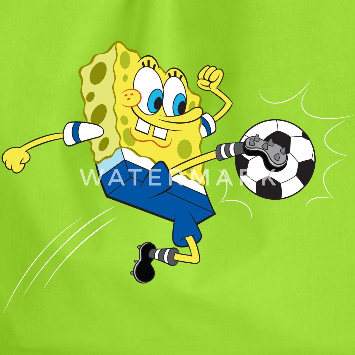 Spreadshirt Turnbeutel Spongebob Schwammkopf Kickt Einen Fußball Turnbeutel (1-tlg)