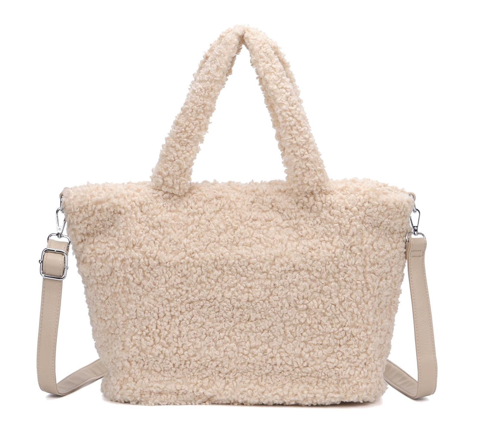 Schultertasche DAMEN TEDDY Plüsch Shopper TASCHE Tote Henkel Bag Schultertasche Hobo