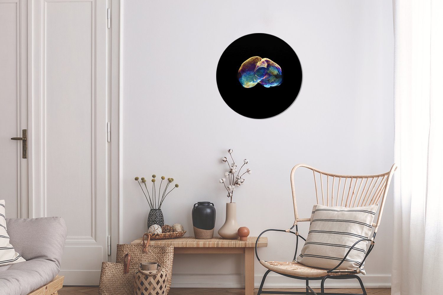 - cm Regenbogen Rundes 30x30 - Wandbild, (1 Kreis Wanddekoration St), Wohnzimmer, Schwarz, Gemälde Glocken Forex, MuchoWow