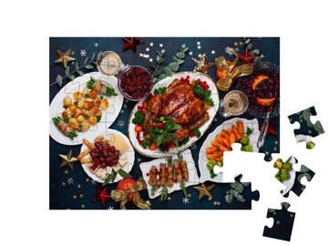 puzzleYOU Puzzle Gebratenes Huhn mit Gemüse: Weihnachtsessen, 48 Puzzleteile, puzzleYOU-Kollektionen Küche, Essen und Trinken