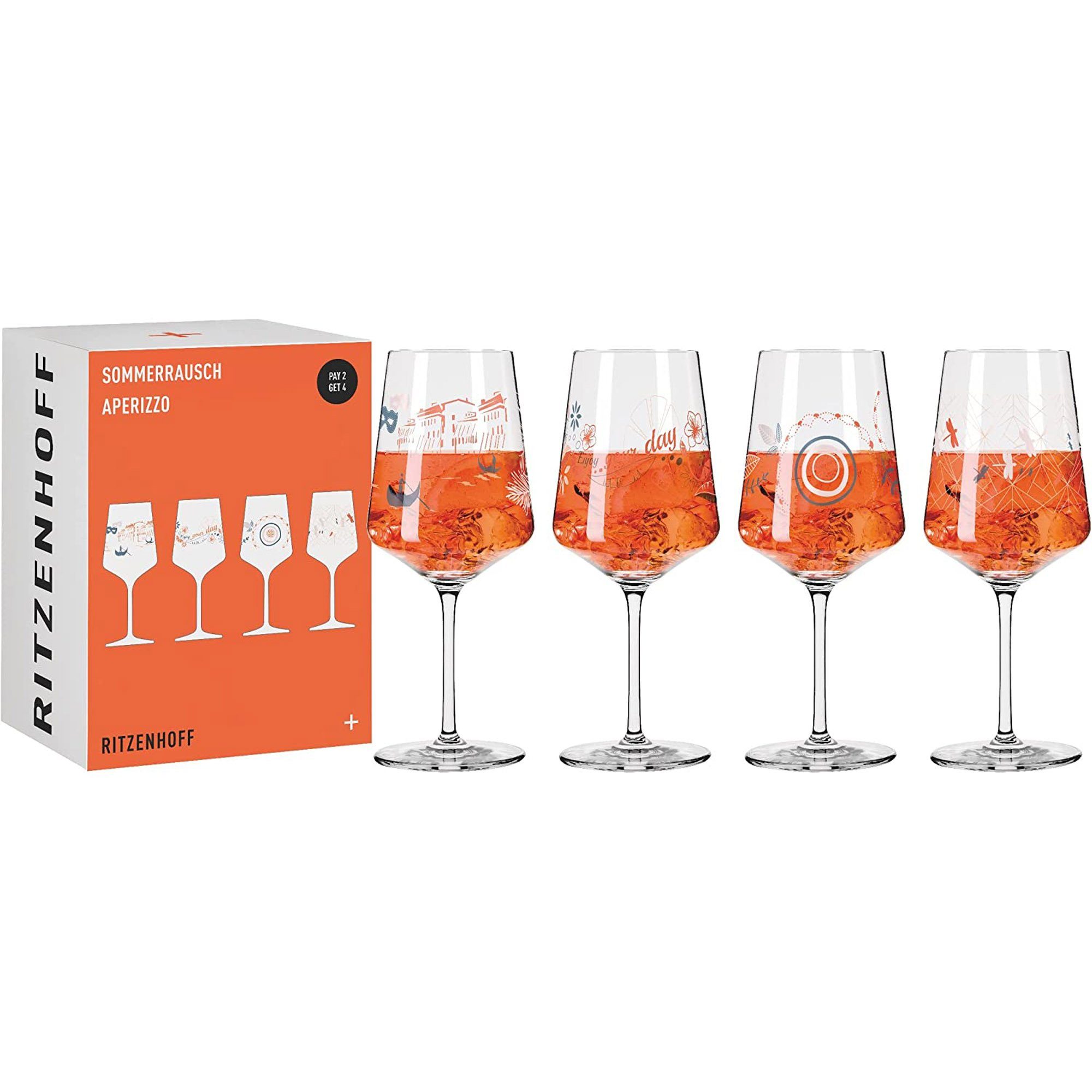 Ritzenhoff Weißweinglas Ritzenhoff Aperitifgläser Aperizzo 4er Set Sommerrausch
