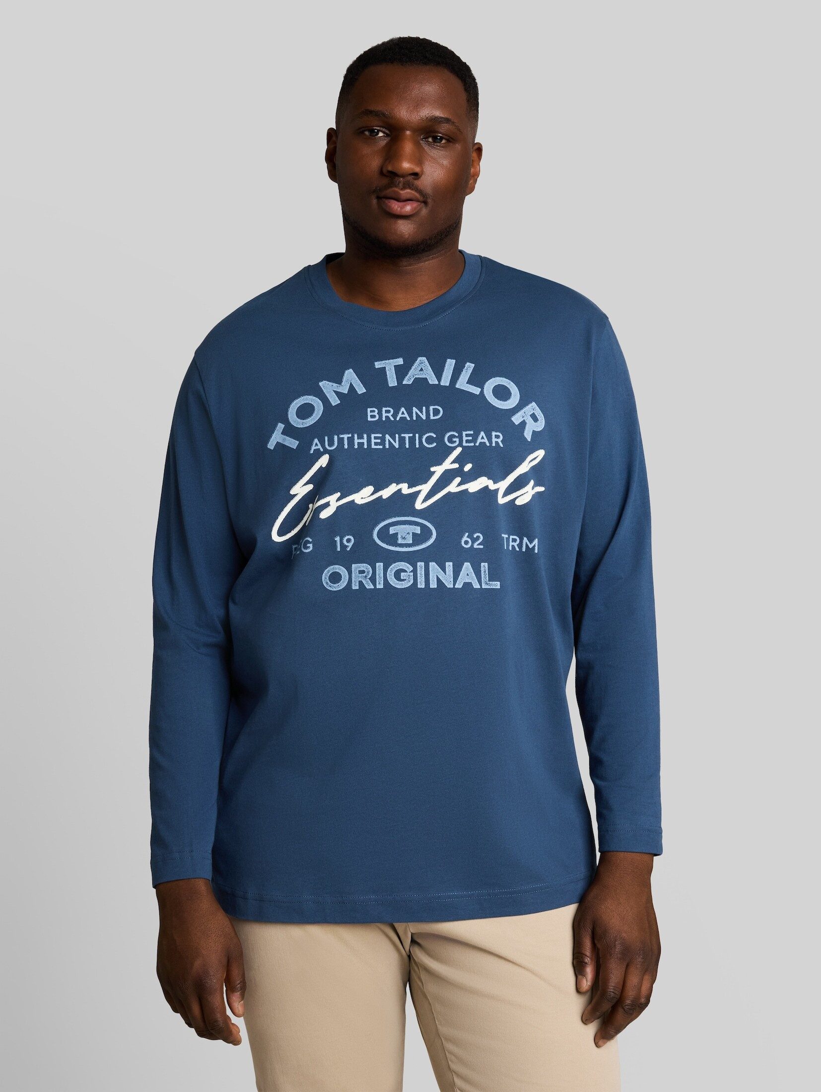 TOM TAILOR PLUS Langarmshirt T-Shirt (im Einserpack) Plus Size - Langarmshirt mit Logo-Print