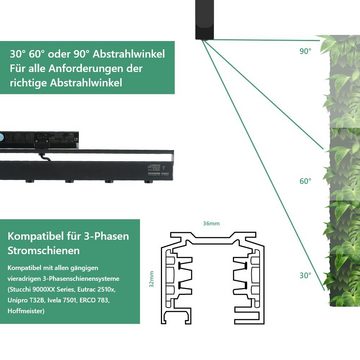 PARUS Pflanzenlampe Indoor plants, Leuchtmittel für Pflanzen, Grow White Spektrum, Grow Light Track Lights 60cm schwarz, Abstrahlwinkel 30°