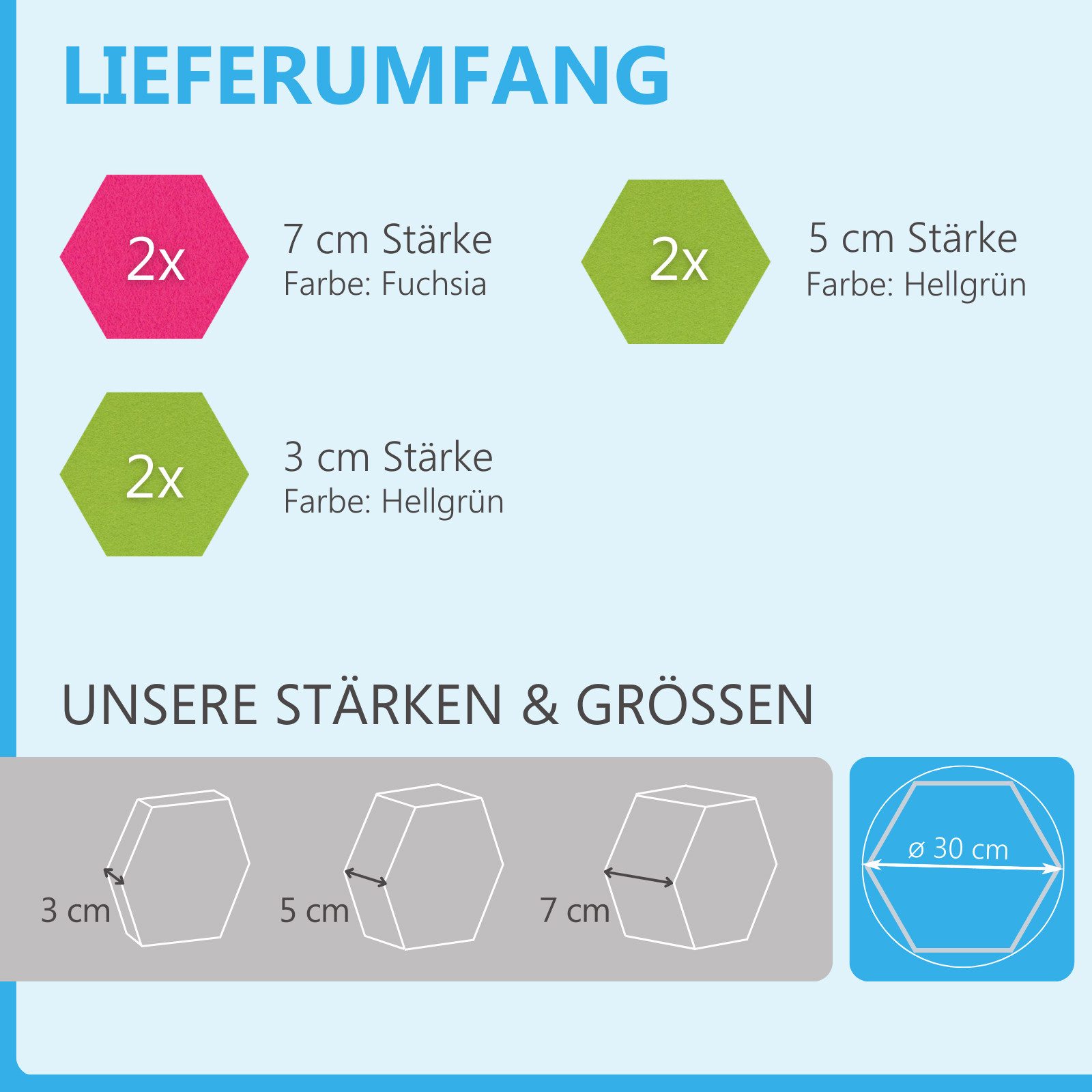 platino24 Akustikplatte 6 Absorber Wabenform aus Basotect ® G+ 3D-Effekt