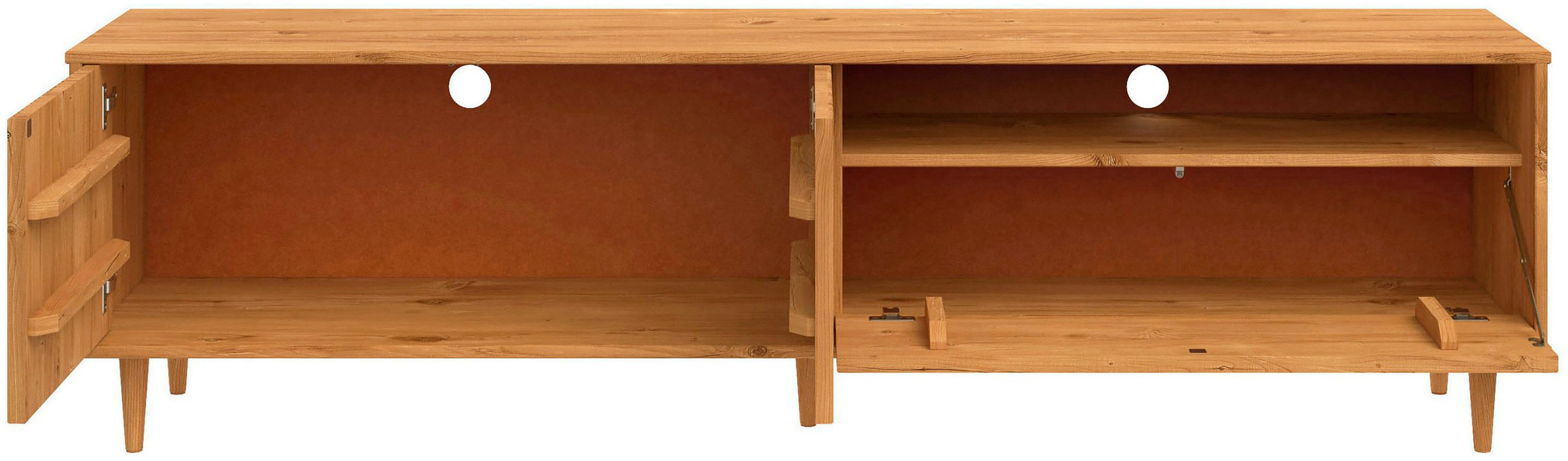 OTTO home Lowboard Malmedy Front mit gefrästen Rillen, TV-Kommode aus massivem Kiefernholz, Push-to-open, Breite 180 cm – Bild 5 von 5