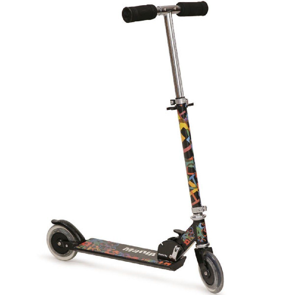 Moni Cityroller Kinderroller Magic PU-Räder, Scooter Höhe einstellbar, zusammenklappbar, PU-Räder 125 mm schwarz