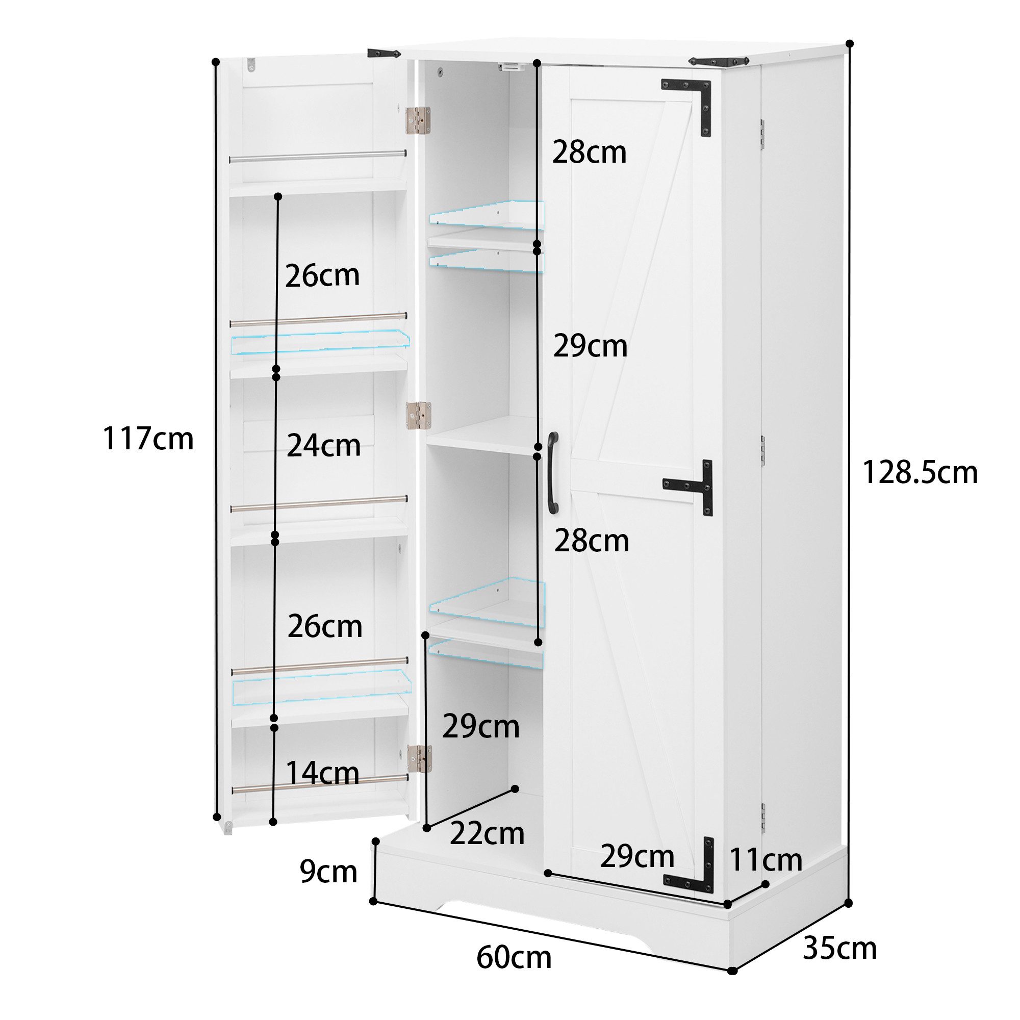 Ulife Küchenbuffet Küchenschrank, Vorratsschrank, Bauernhaus-Aufbewahrungss günstig online kaufen