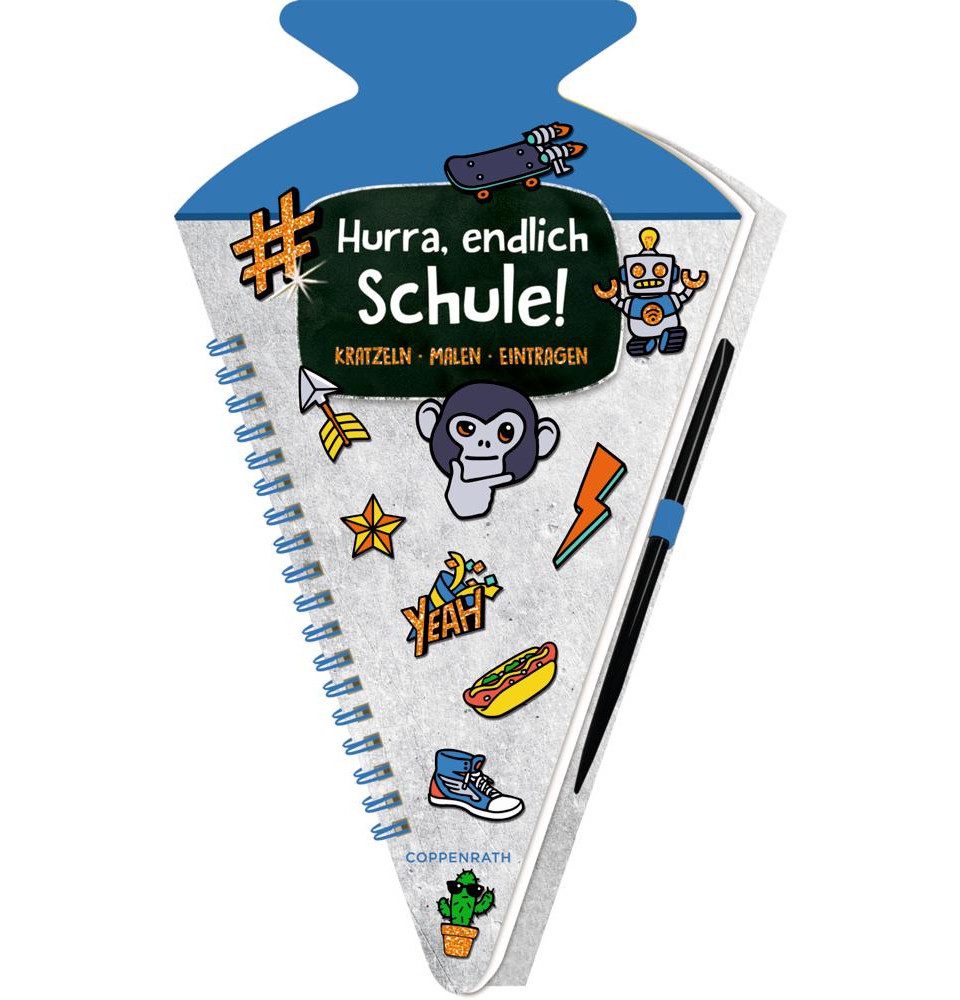 Coppenrath Poesiealbum Schultüten-Kratzelbuch - Funny Patches - Hurra, endlich Schule! (bl...