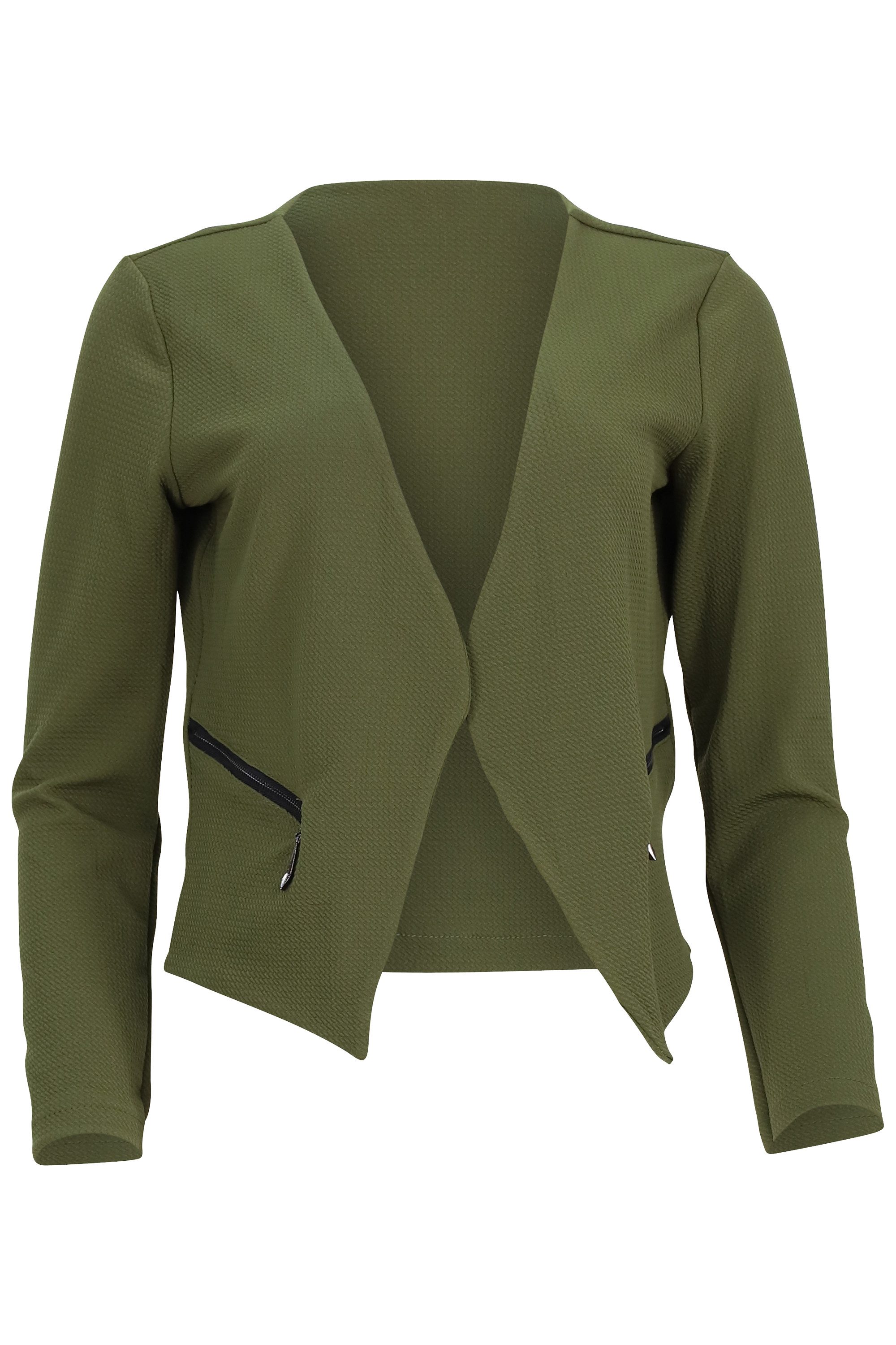 malito more than fashion Jackenblazer malito Damen Blazer ohne Kragen, Sakko im Basic Look, Kurzjacke mit Sweatblazer im Basic-Look