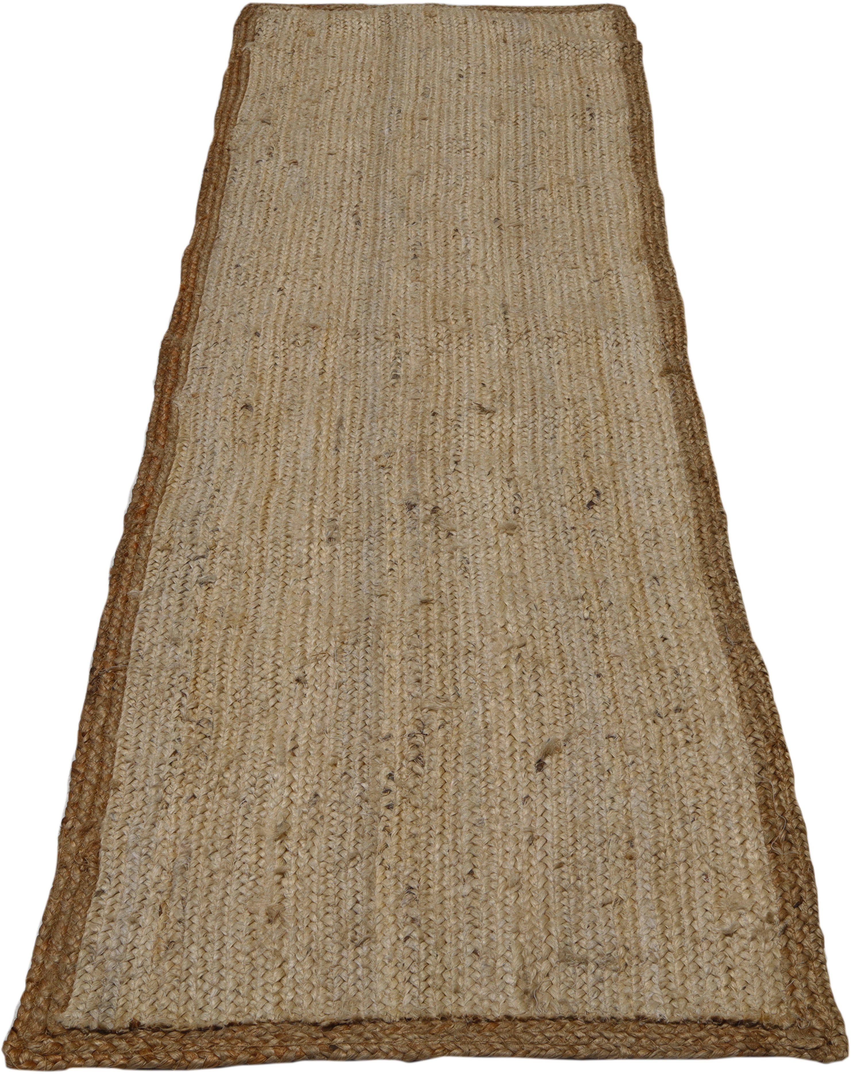 Nishay, Geflochten, 7 andas, aus mm, Höhe: Teppichläufer Läufer rechteckig, 100% Naturprodukt Bordüre Jute, mit